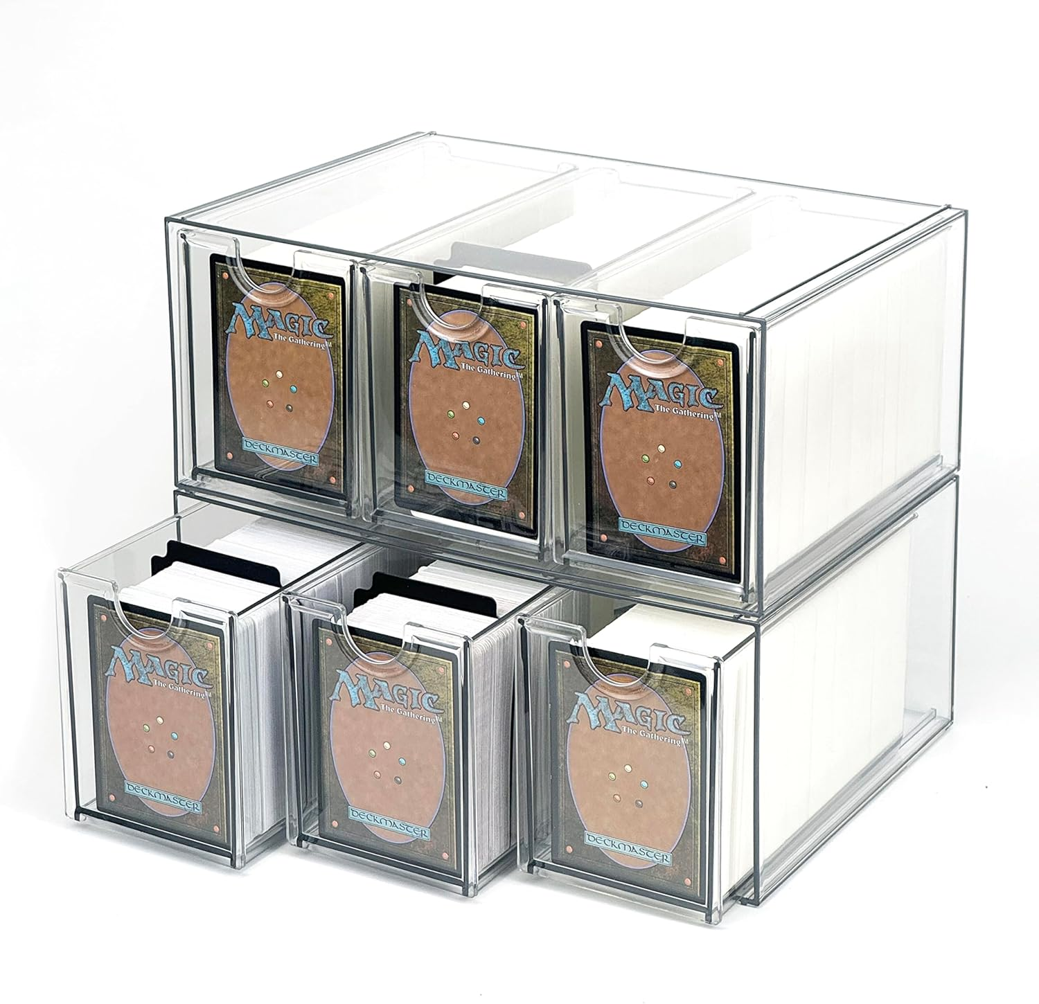 REASOR 2200+ Capacity Trading Card Storage Box,Card Deck Case with 12 Dividers, Hard Transparent Playing Card Case,Suitable for Magic Game Cards,2 Large Capacity Card Box image number 1