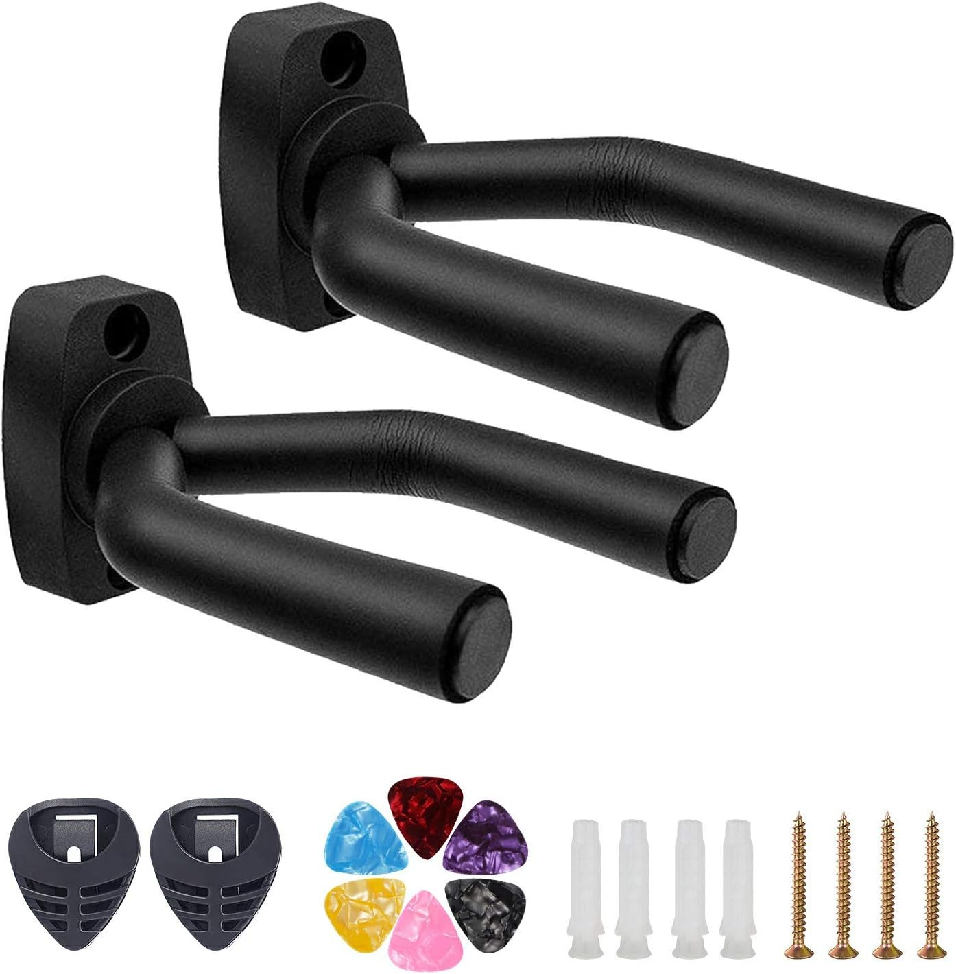 Guitar Wall Mount Hanger 2 Pack, Guitar Hanger Wall Hook Holder Stand Display with Screws - Easy to Install - Fits All Size Guitars, Bass, Mandolin, Banjo, Ukulele image number 4