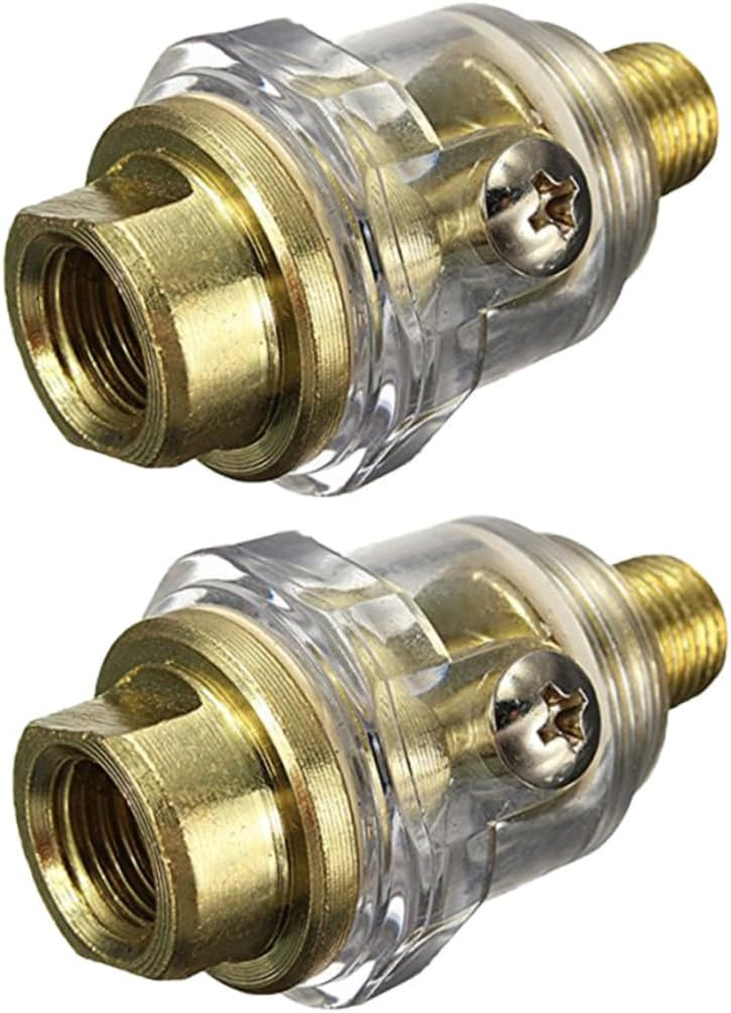 Yardenfun Mini In-Line Oiler and Pneumatic Lubricator 1/4 Inch Automatic Oil Water Separator for Air Tools, 2Pcs Set Compatible with Pneumatic Equipment image number 2