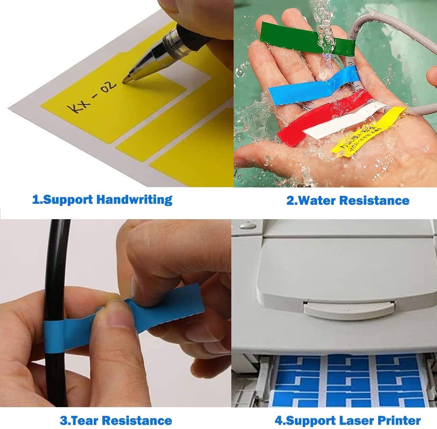 720Pcs Cable Labels, Betterjonny Self-Adhesive Cable Cord Labels 12 Colors Wire Identification Stickers Waterproof Marking Labels Write-On and Printable Name Tags for Identification and Organization image number 4