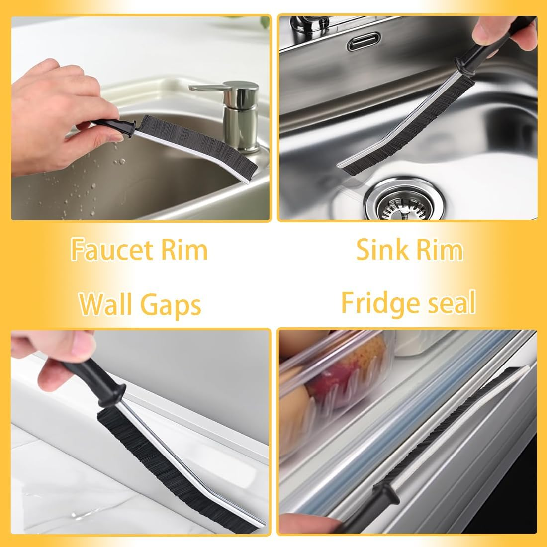 JYNVO Pack of 8 Split Cleaning Brush, Hard Bristles, Multifunctional Corner Cleaning Brush for Deep Cleaning in Kitchen, Bathroom, Grout, Crevices, Tight Spaces & More