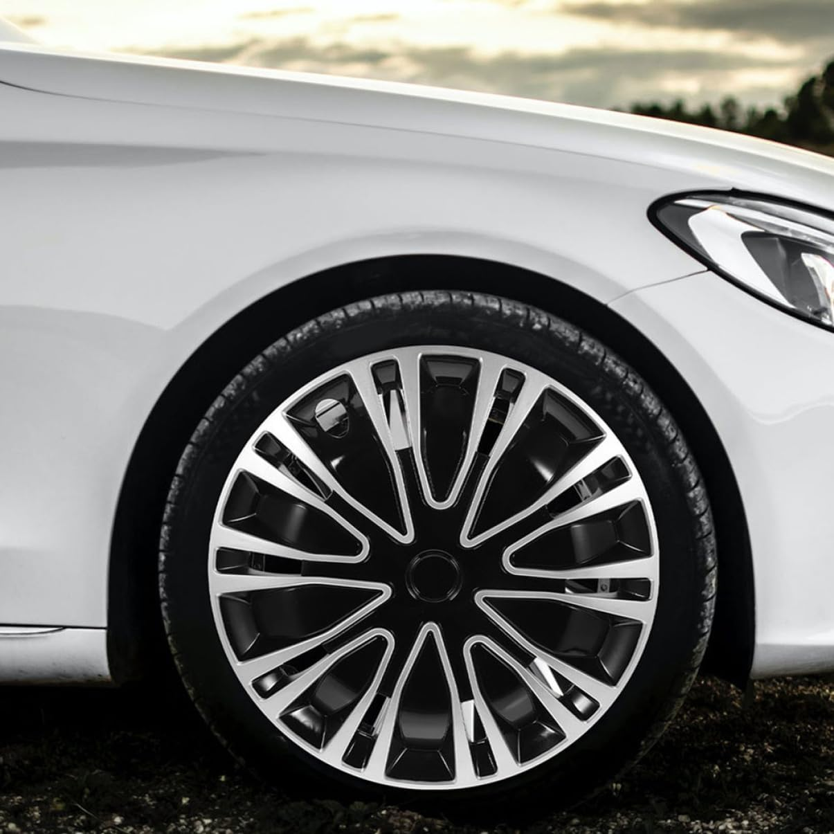 ULTECHNOVO 2Pcs Car Hub Cap Vehicle Van Decals Car Wheel Center Caps Hub Caps Wheel Hub Caps Heptagon Seat Automobile Automotive Accessories Chrome Rims Console Wheels round Enhance Pp Silver image number 3