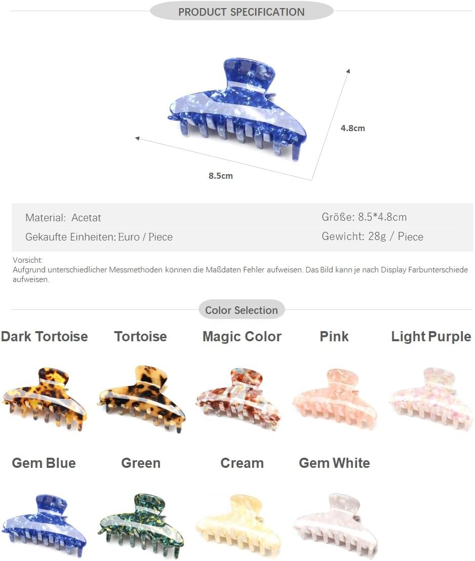 Qingoo Pink Medium Acetate Hair Clip Claws Hair Clip Hair Accessories Elegant Hair Accessory for Medium Thick Medium Hair 1 Piece (8.5 X 4.5 Cm, Pink) - Cream image number 5