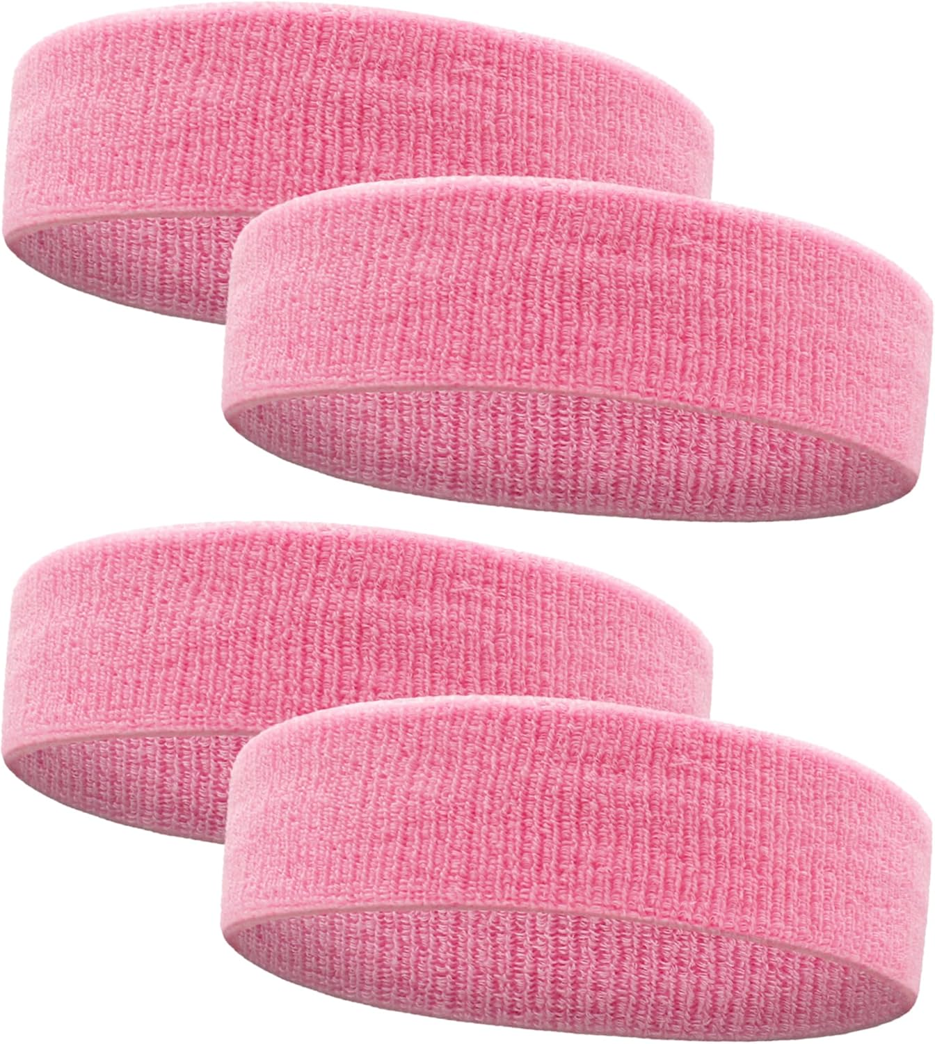 IMAGERIO 4 Pack Sweatbands Sports Headband for Men and Women, Moisture Wicking Athletic Workout Headband for Running, Tennis, Basketball, Yoga, Gym Stretchy Unisex Sweatband