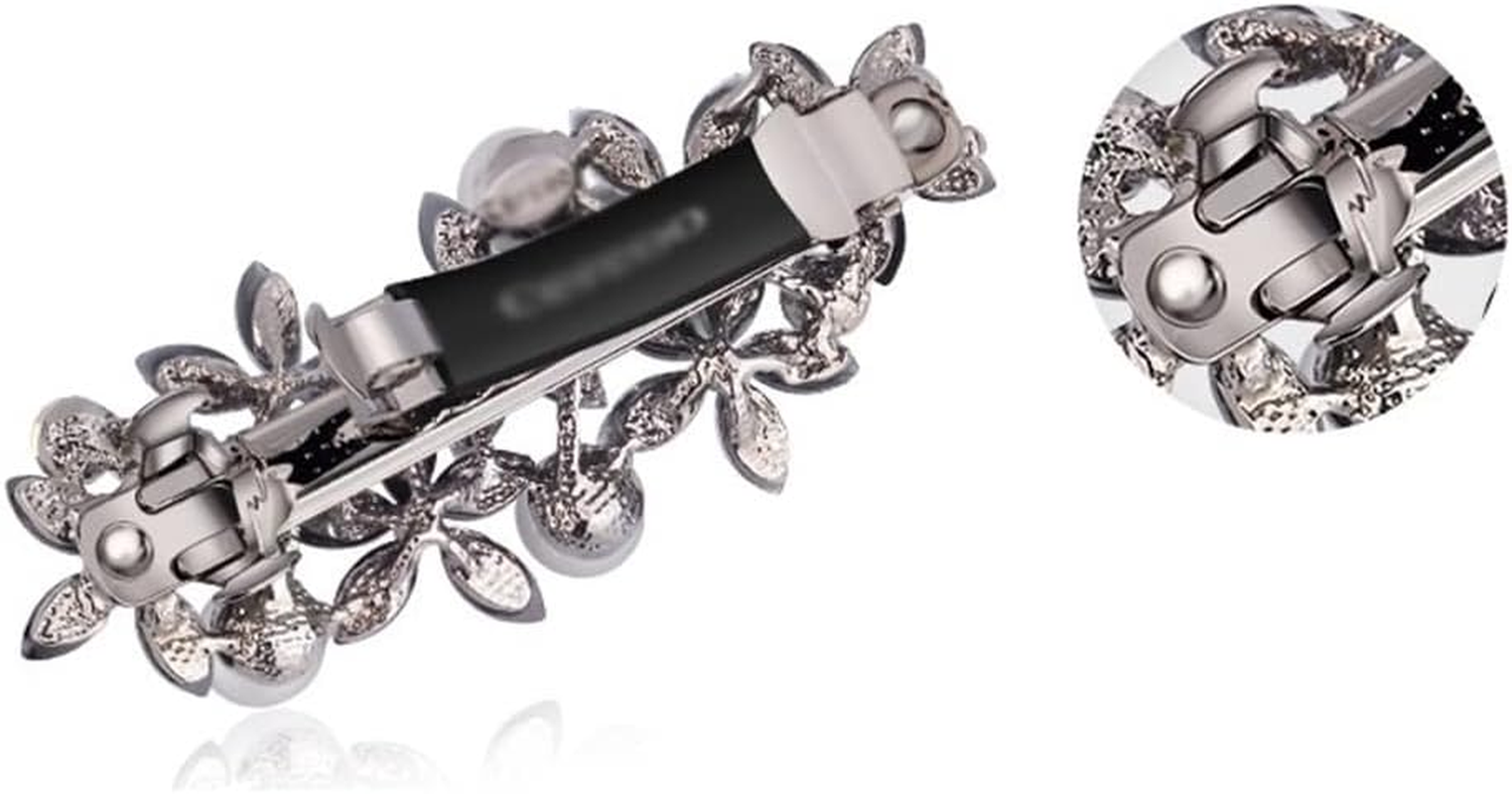 Alligator Clip,Headdress,Hair Clamp,Hairpins,Hairpin Rhinestone Pearl Clip Headdress behind the Head Mother Word Clip Horizontal Clip Spring Clip (Color : B, Size : 6.5 * 2.8Cm) image number 3