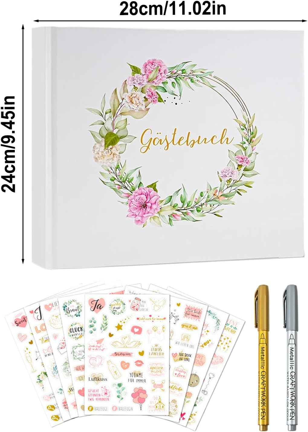 Elegant Wedding Guest Book Scrapbook with Stickers &ndash; Reception Signature Sign-In Book for Graduation, Baby Shower, Birthday, Retirement, and Special Events | Keepsake Memory Album image number 6