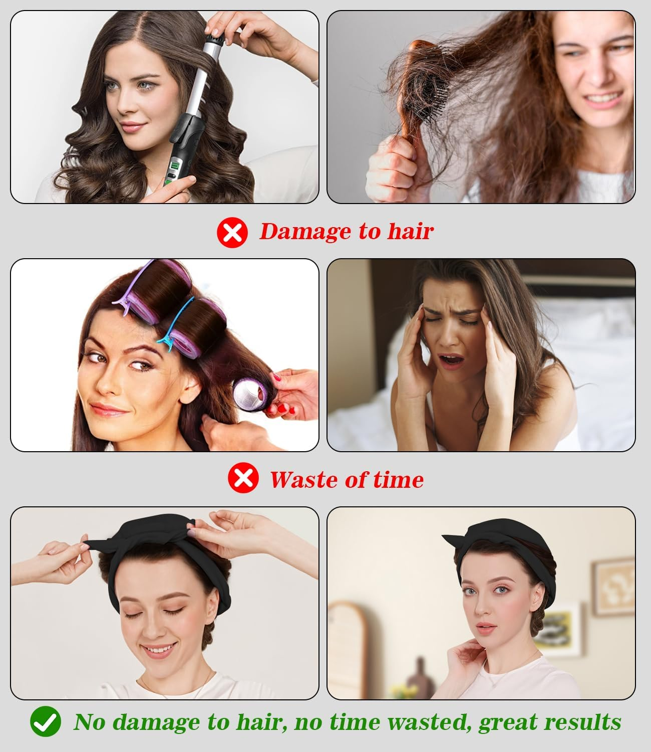 Curlers, Heat Free Curls, Hair Curlers, Overnight, Heatless Curling Band, Velvet, Night with Curling Band, DIY Hair Curler, No Hair Set, Hair Band, Wavy Shapers for Medium Hair image number 6