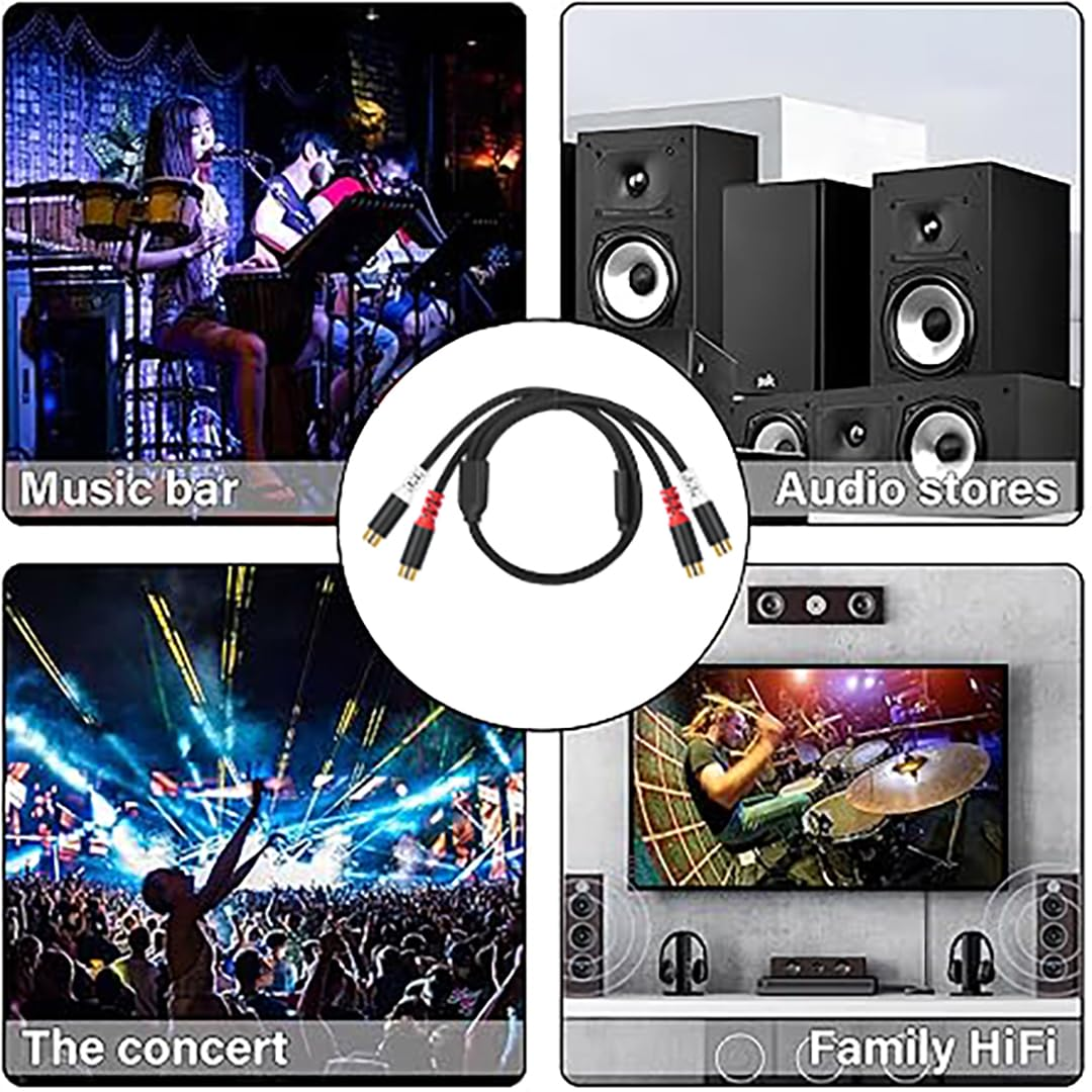 Hexchuang 2RCA Female to 2RCA Female Extension Cable Gold Plated RCA Audio Cable with Nylon Braid Audio Extension Cable for Home Theater, Receiver, Amplifier, Speaker 0.8M image number 5