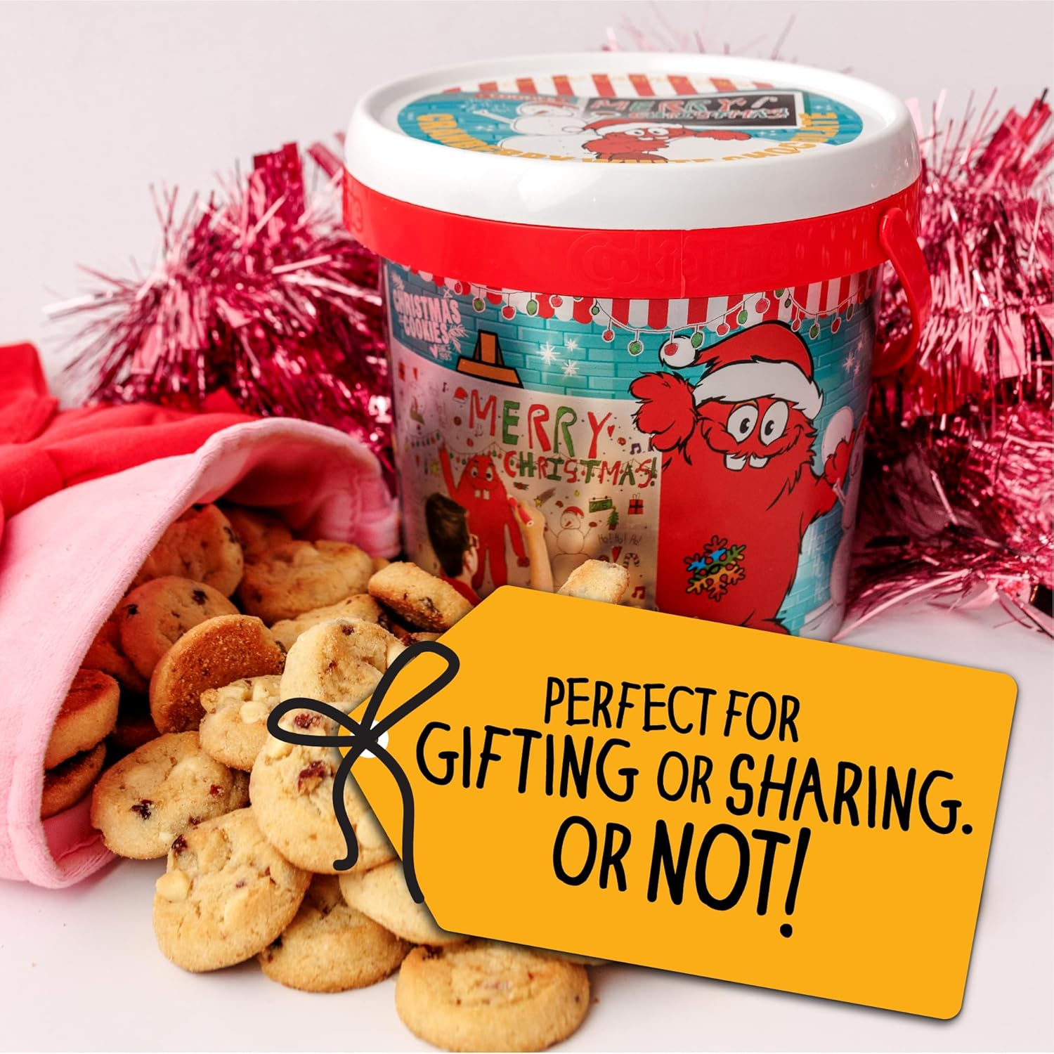 Cookie Time Cranberry White Chocolate Cookies Bucket, 2 X 600 G | Approx 85 Bite-Size Cookies | Homestyle Biscuits Made with Real White Chocolate image number 6