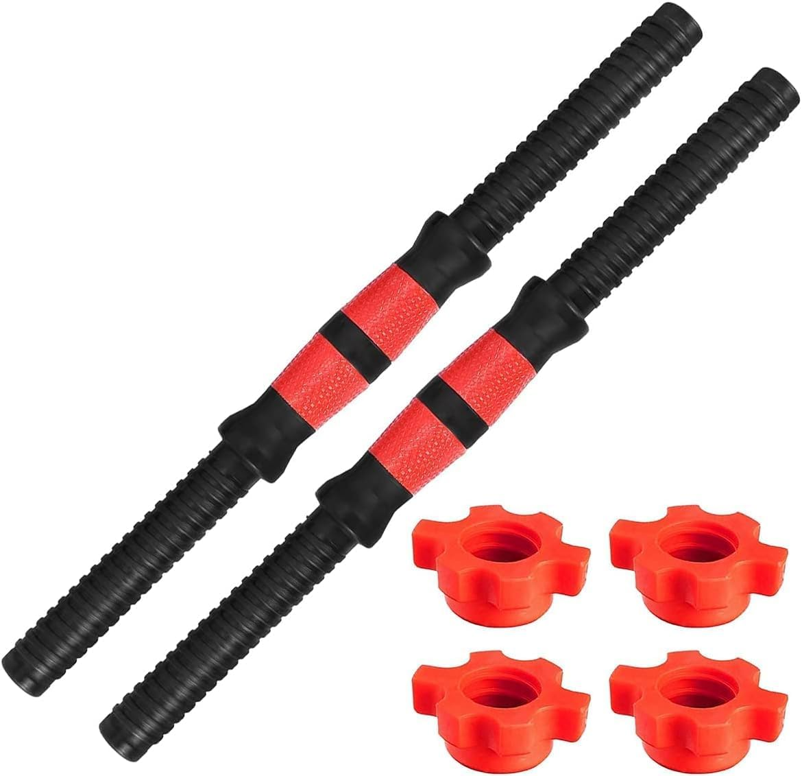 CUEMOON 2 X 35 Cm Universal Dumbbells Barbell Bars, Connecting Steel Tube with Non-Slip Grip Surfaces and Spinlock Collars