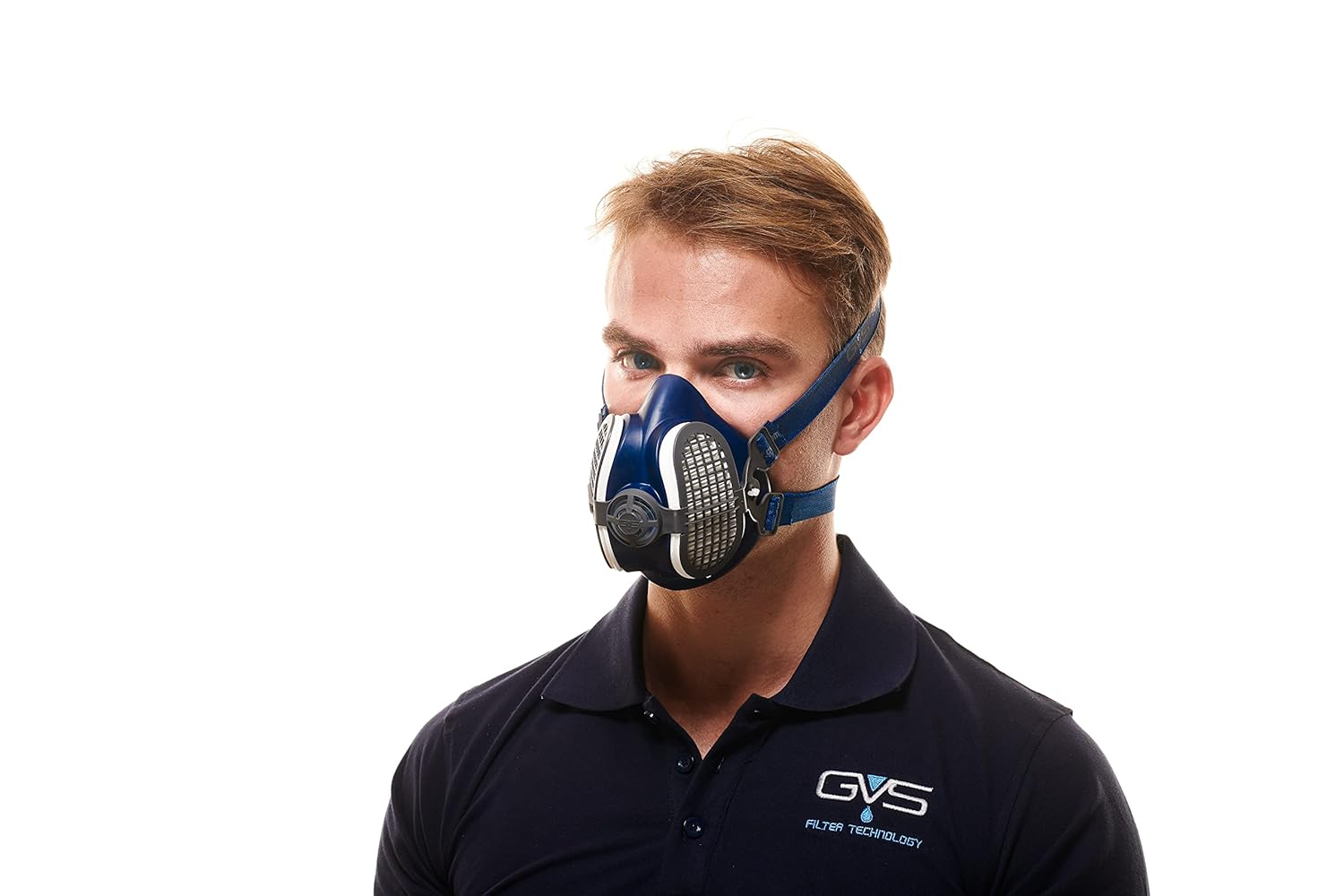 GVS Filter Technology SPR501 Elipse P3 Dust Half Mask Respirator with Replaceable and Reusable Filters Included, Blue, M/L Size image number 2