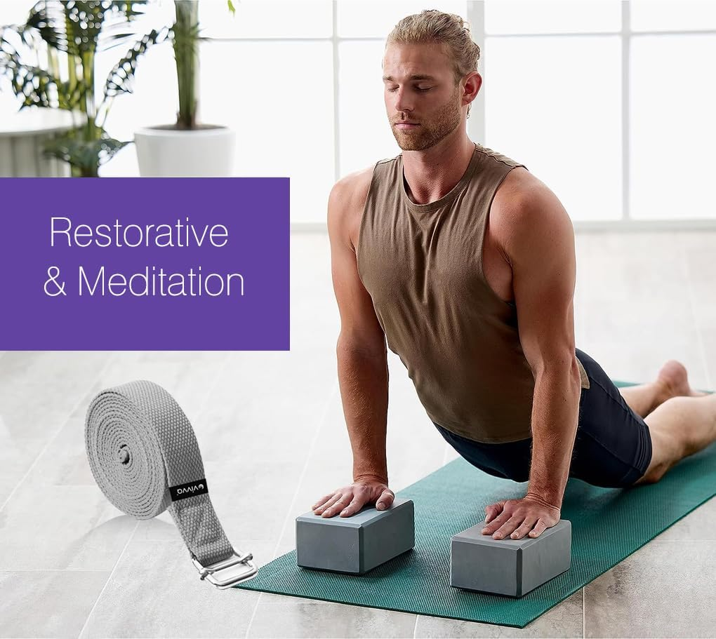Vivva Yoga Blocks 2 Pack with Strap Non-Slip Extra Large 9 X 6X 4 Inches, EVA Foam Yoga Brick with 250Cm Yoga Strap to Improve Strength Balance for Yoga Pilates Meditation - Grey image number 6