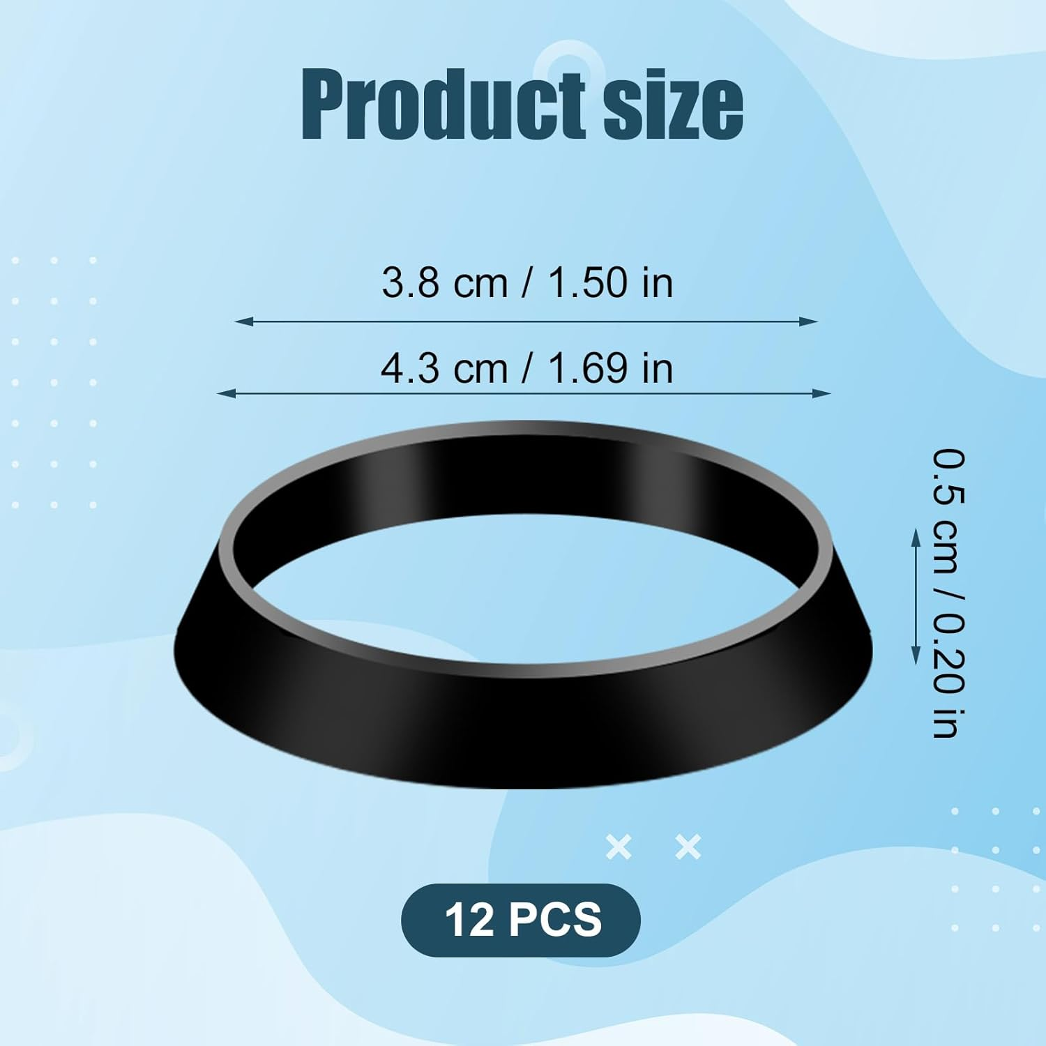 12Pcs Silicone Sealing Washer for Taper Gasket, Good Sealing Washer for Drain Hose for 1 1/2 Inch Drain Hose for Sealing Sink Drains image number 4