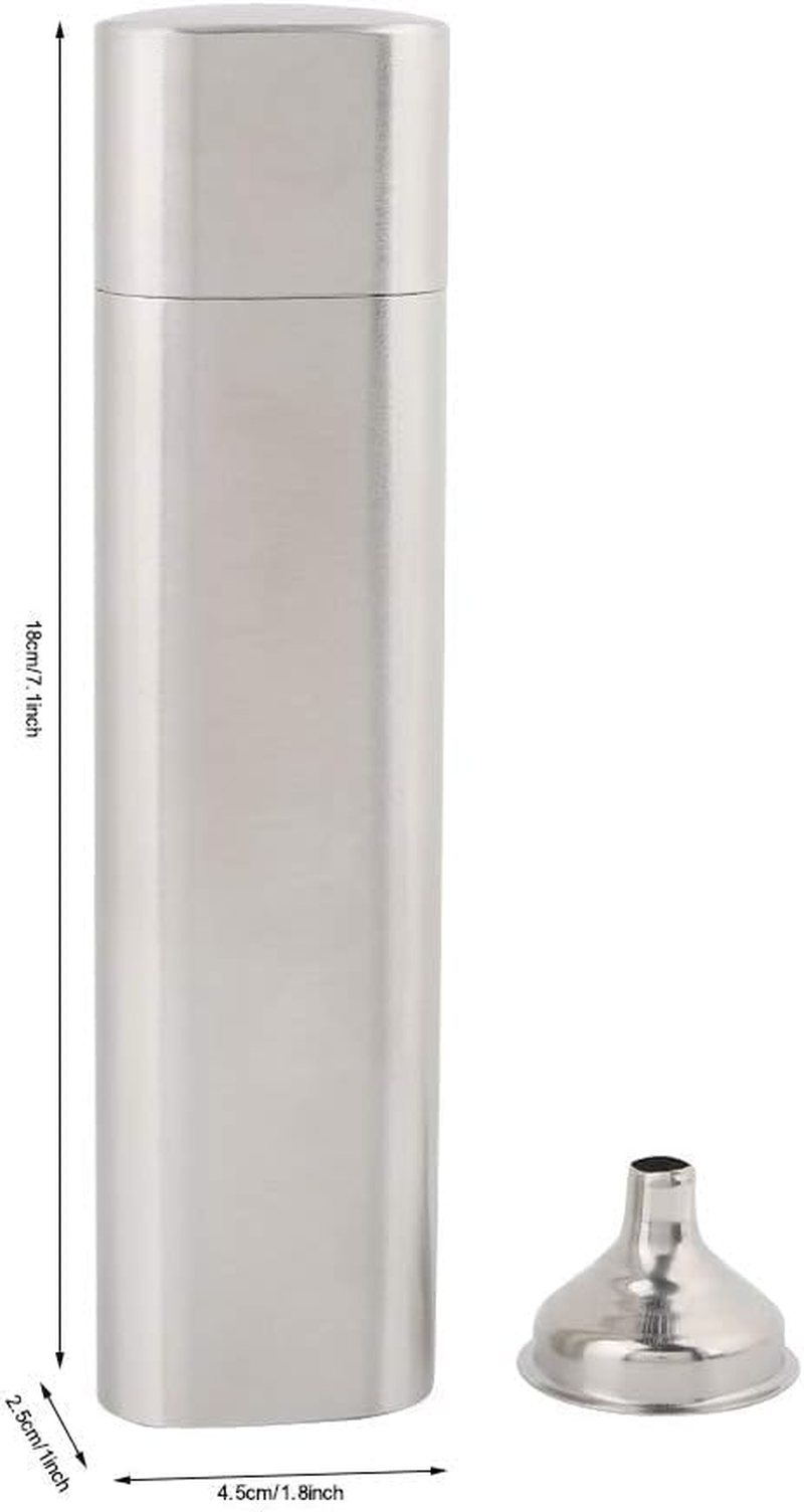 Two Tubes Stainless Steel Hip Flask and Cigar Holder Humidor Tube Travel Carry Case (Platinum, 18 * 4.5 * 2.5CM) image number 2