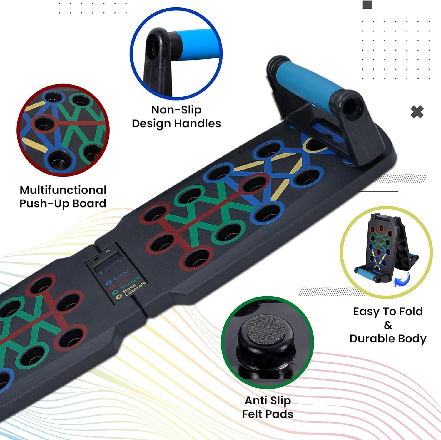 Solid Push up Board with Automatic Smart Counter, Foldable Board, 30-In-1 Push up Training System, Accessories with Pull up Band Professional Strength Training Equipment for Man and Women (Black 1) image number 1