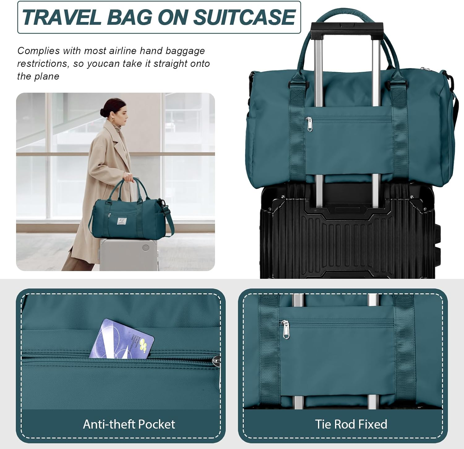 Pakembl Gym Bag Womens Mens with Shoes Compartment and Wet Pocket,Travel Duffel Bag for Women for Plane,Sport Gym Tote Bags Swimming Yoga,Waterproof Weekend Overnight Bag Carry on Bag Holdalls A7