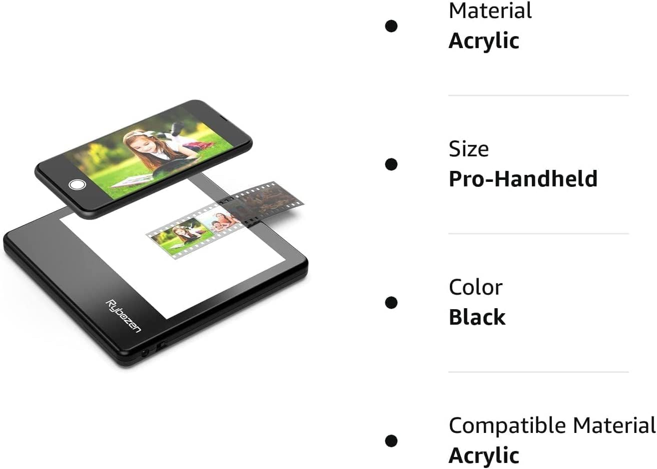 Rybozen Ultra-Thin Portable Slide Scanner 5 X 4 Inches LED Light Panel Photo Slides Negatives and Film Viewer image number 5