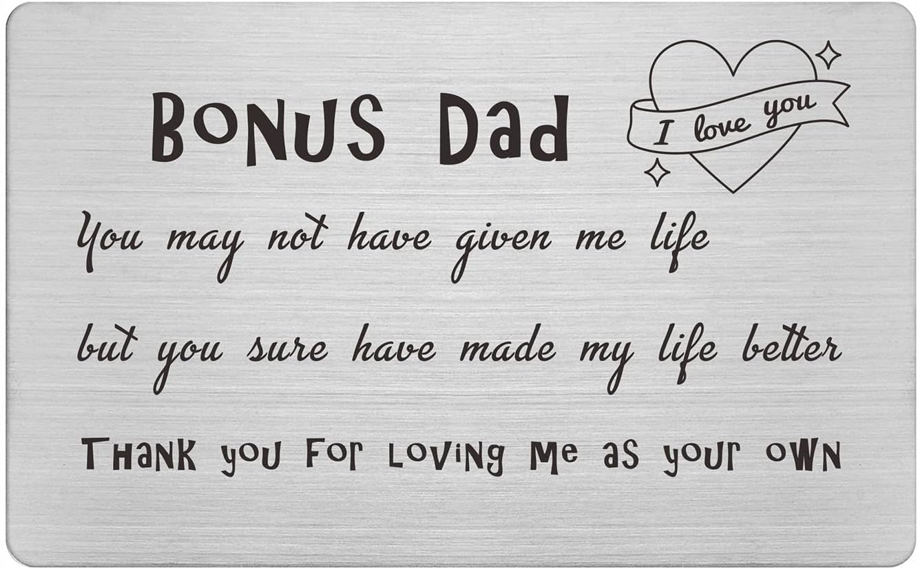 FALOGI Stepdad Birthday Fathers Day Card, Thank You for Loving Me as Your Own, Step Dad Gifts Engraved Wallet Card image number 5
