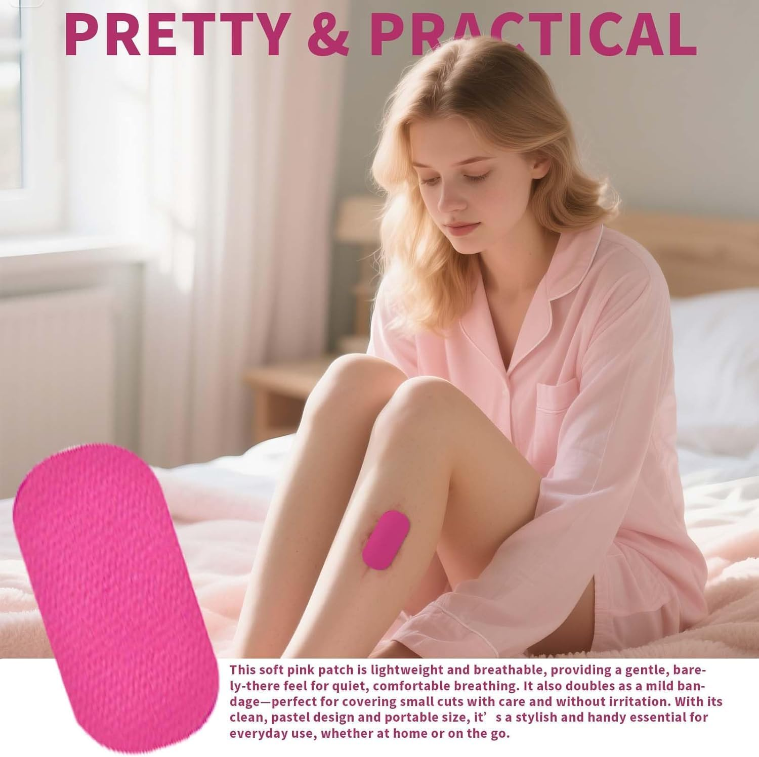 Premium Mouth Tape - Pain Free Removal, Hypoallergenic, Latex Free & Gentle on Skin - Skin Friendly Adhesive Cotton Tape (Pink, 30 Pack)