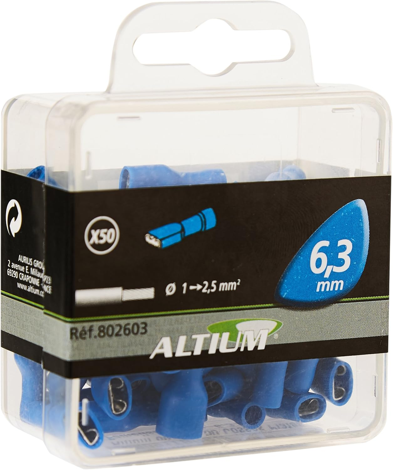 ALTIUM 802603 50 Sleeves Flat Grip Gainees 6.3 MM