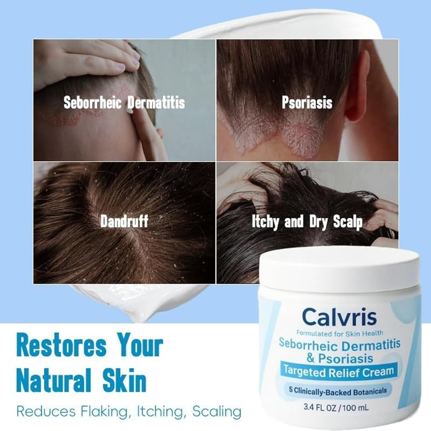 Calvris Scalp Relief Balm, Beard Recovery Cream, Natural Moisturizing, for Soft and Soothed Scalp and Skin, for All Skin Types (2Pcs) - 2Pcs image number 4