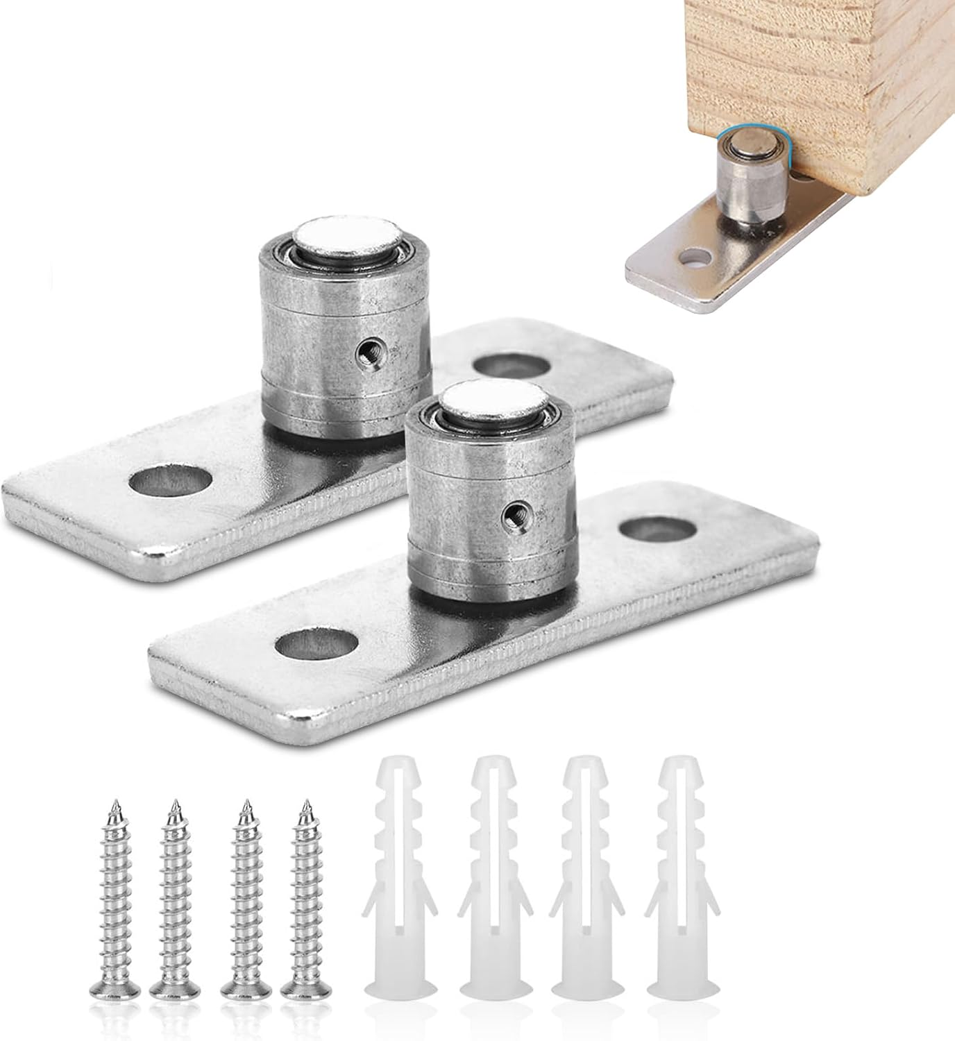 Omabeta Pack of 2 Sliding Barn Door Floor Guide, Stainless Steel Sliding Door Floor Guide, Door Hardware Accessories for Wooden Doors Sliding Doors Barn Doors, Quiet and Easy to Install image number 4