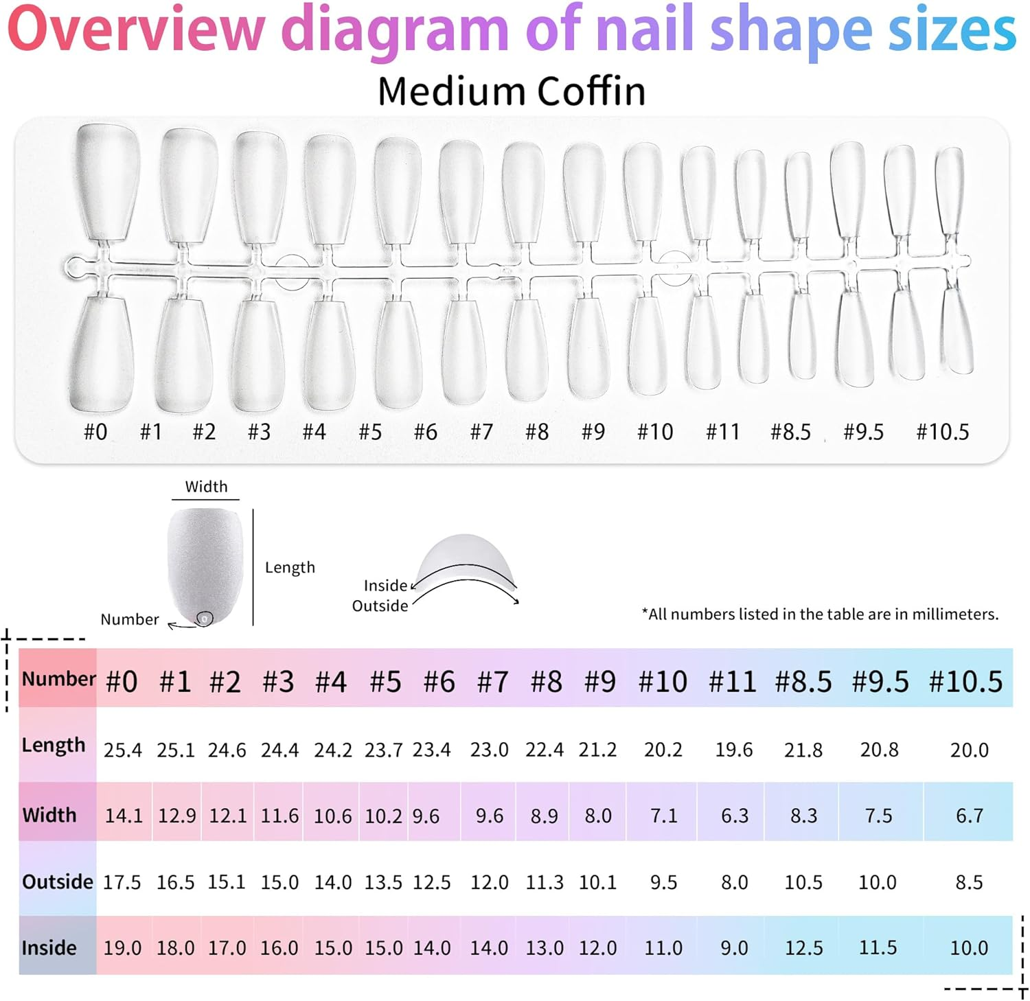 Sun&Beam Nails Fake Nails for Nails DIY Transparent Pop Translucent Clear Frosted Press on Nails Large Capacity Including Storage Box 12 Sizes 504 Pcs (#5-Short Ballerina Frosted) - Long Coffin image number 6