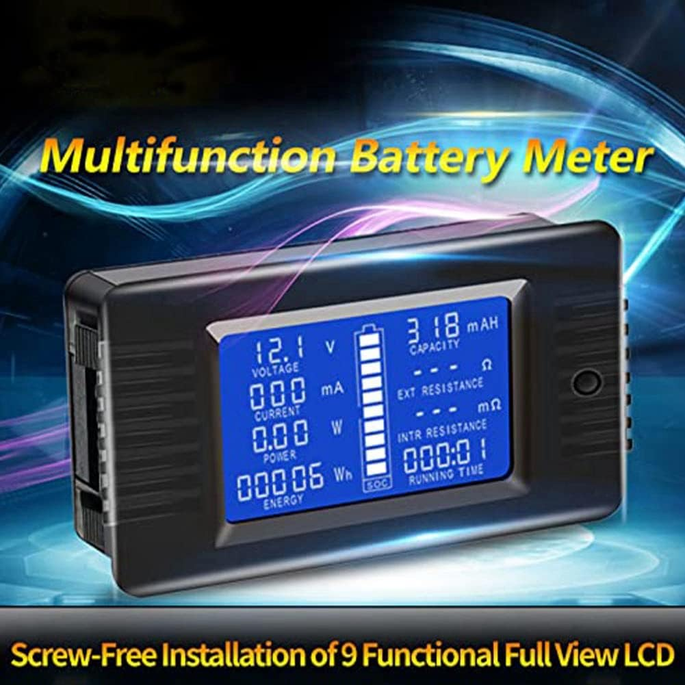 DC Battery Monitor Power Meter Ammeter Digital DC 0-200V Shunt 100A Multimeter, Meter Voltmeter Capacity Tester image number 2