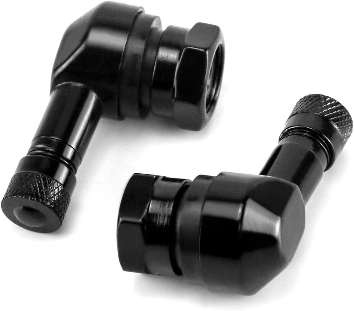 QWORK CNC Motorcycle Tire Valve Stems, 2 Pack 90 Degrees and Alloy Aluminum Valve Air Stems, Diameter 10-11.3Mm, Blue image number 1