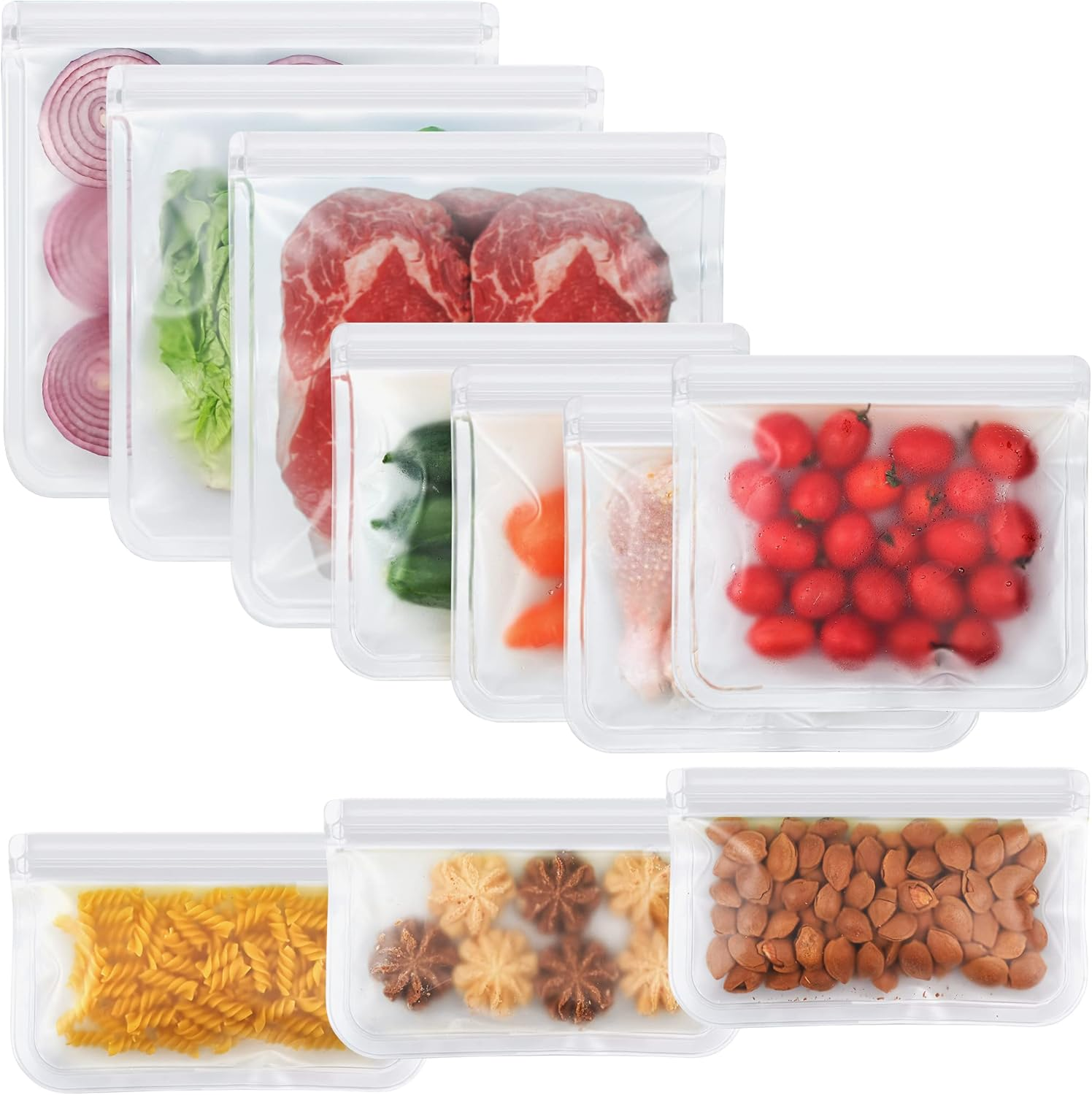 10 Pack Reusable Sandwich Bags, Reusable Silicone Bags Food Storage Bags, Freezer Bag Home Fridge Kitchen Organization and Storage Lunch Meal Prep Sandwich Containers