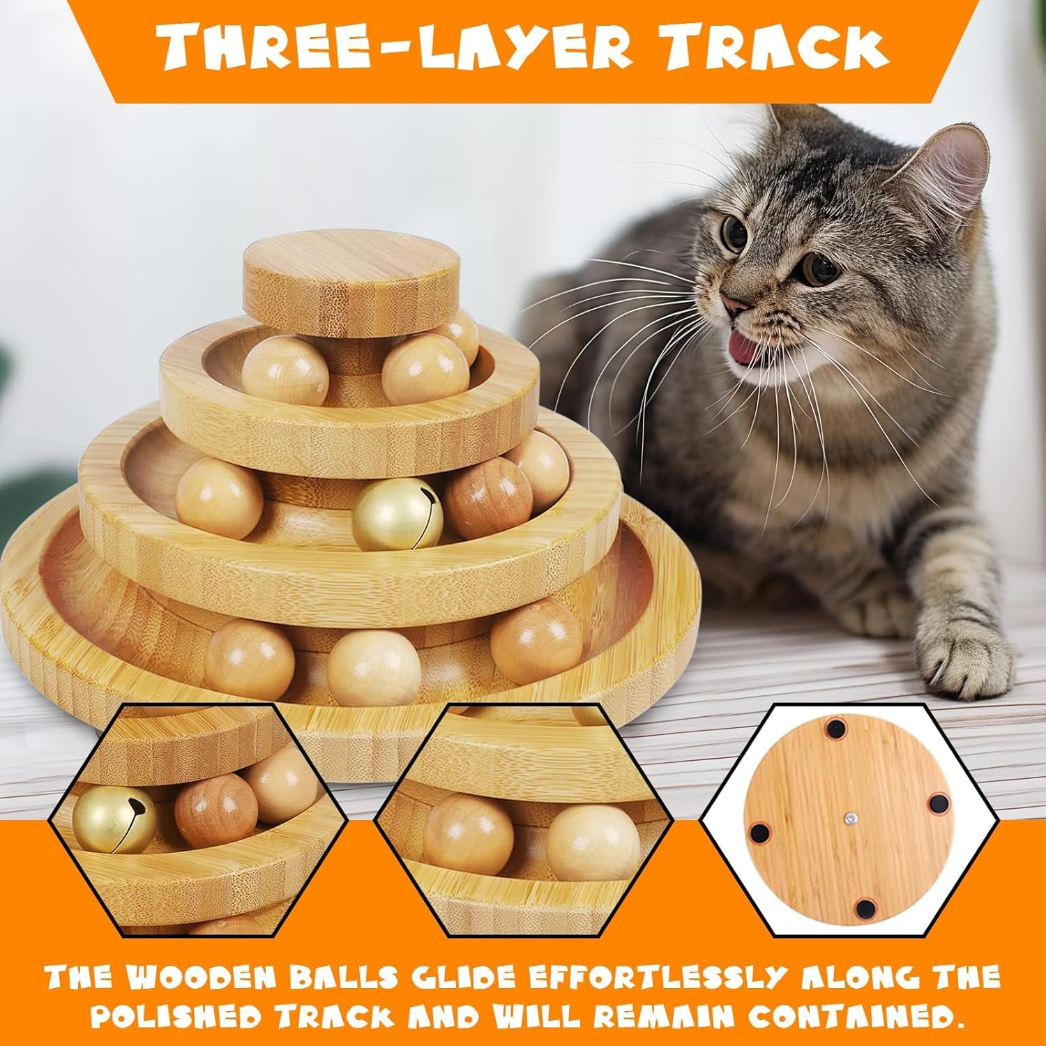 EP Leben Cat Ball Track Toy, Kitty Toys Roller, 3-Level Ball Tower with 9 Removable Balls,Interactive Cat Toy, DIY Circle Fun Toy for Kitten Mental Physical Exercise - Medium Size image number 1