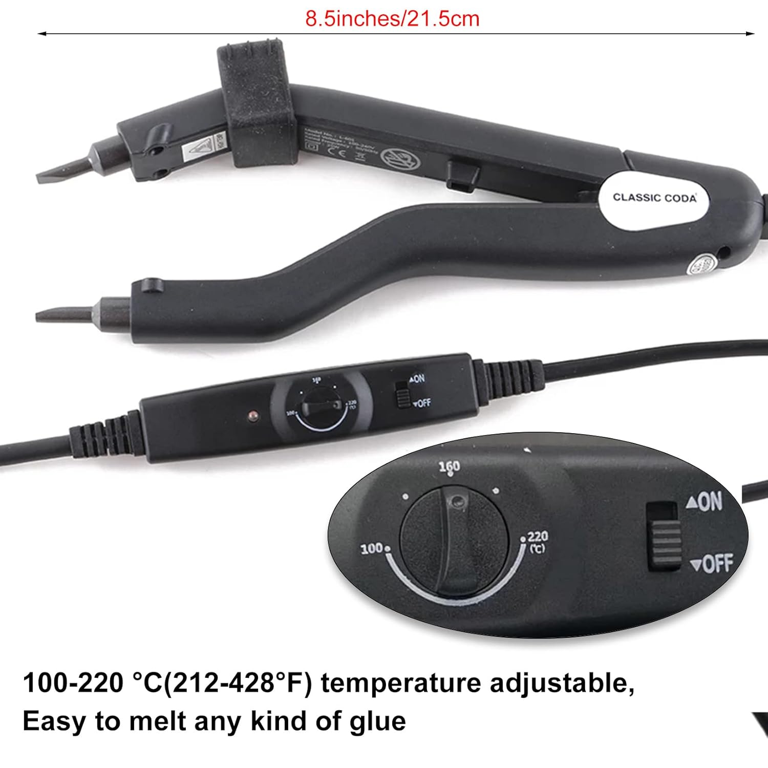 Professional Hair Extensions Tool, Fusion Heat Iron Connector Wand Melting Tool, Keratin Bonding Glue Melting Iron Adjustable Temperature for C/U/I/Flat Tip image number 4