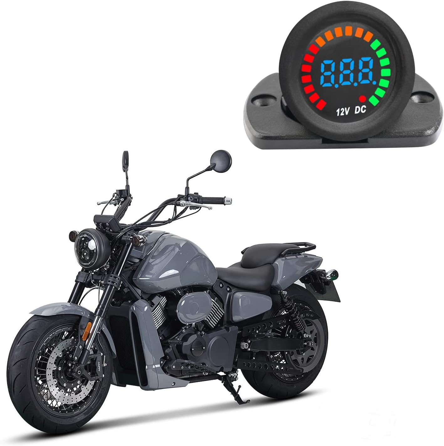 Ecsing 12V LED Digital Voltmeter Waterproof Voltage Gauge Meter Battery Tester with LED Light Digital Screen Display Panel for Marine Car Motorcycle Truck Boat