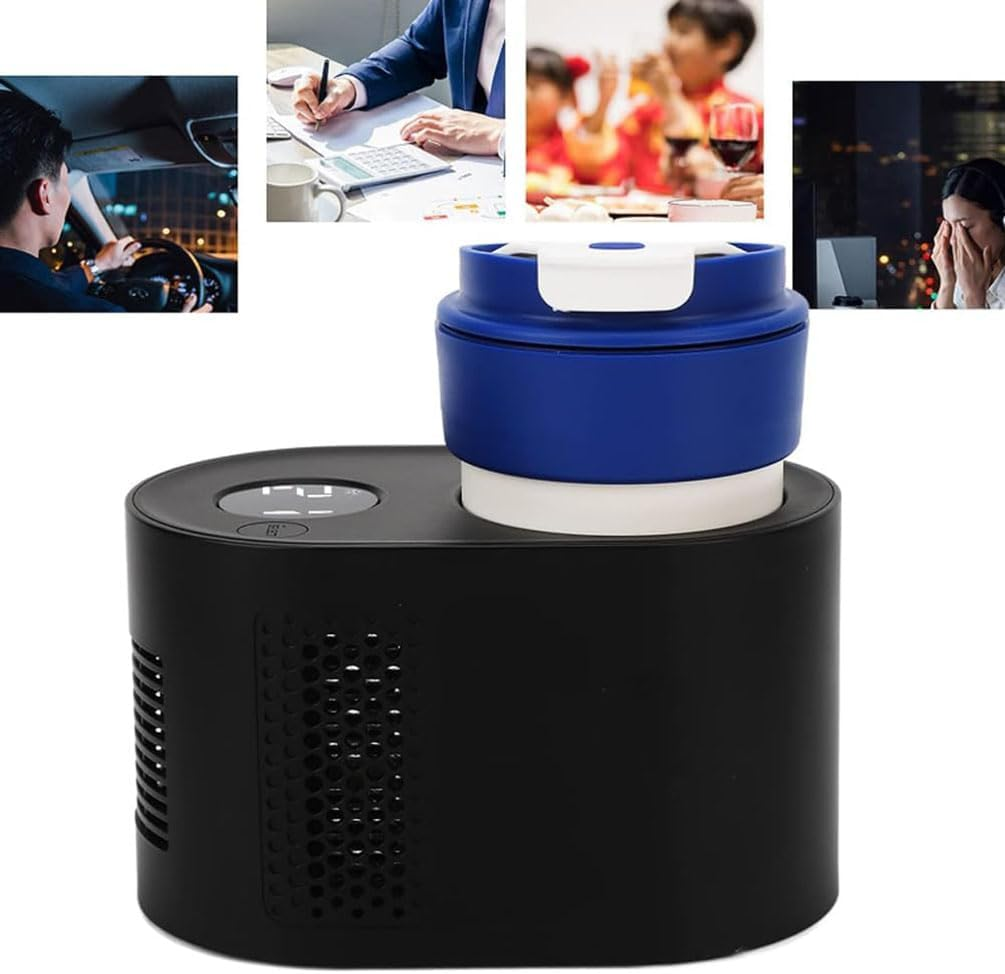 Car Cup Cooler with Display Temperature, 12V Electric Cooling Cup, Car Cup Cooler Warmer Dual Function, Temperature Setting Smart Cup Warmer, Portable Car Refrigeration Cup, LCD Display, for Outdoor - White image number 6
