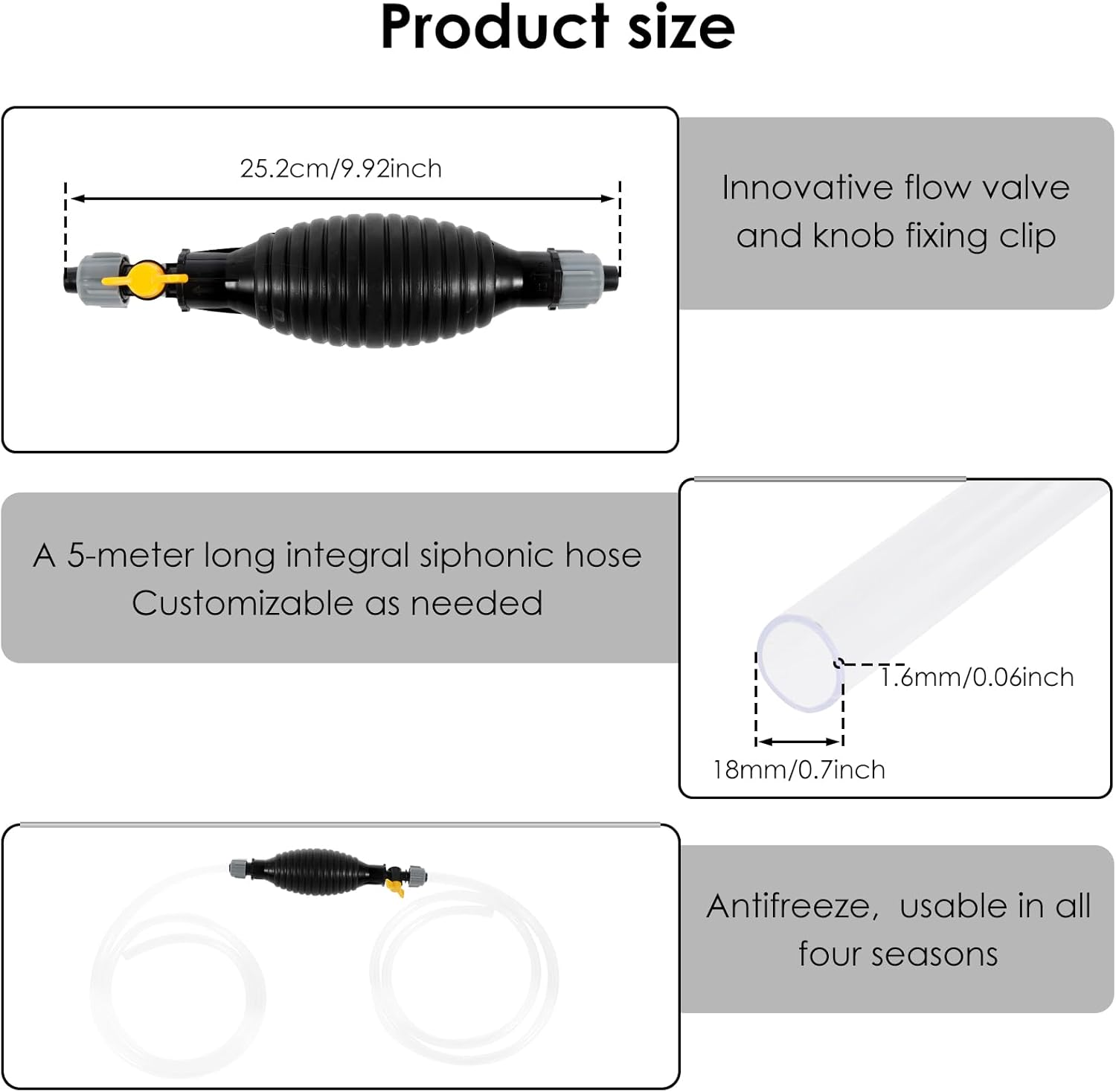 DJAPWPX Siphon Pump for Gasoline with Flow Valve and Fixing Buckle, Multifunctional Liquid Sucker Pump, Potable Siphon Hand Pump for Gas Gasoline Petrol Diesel Oil Liquid Water image number 1