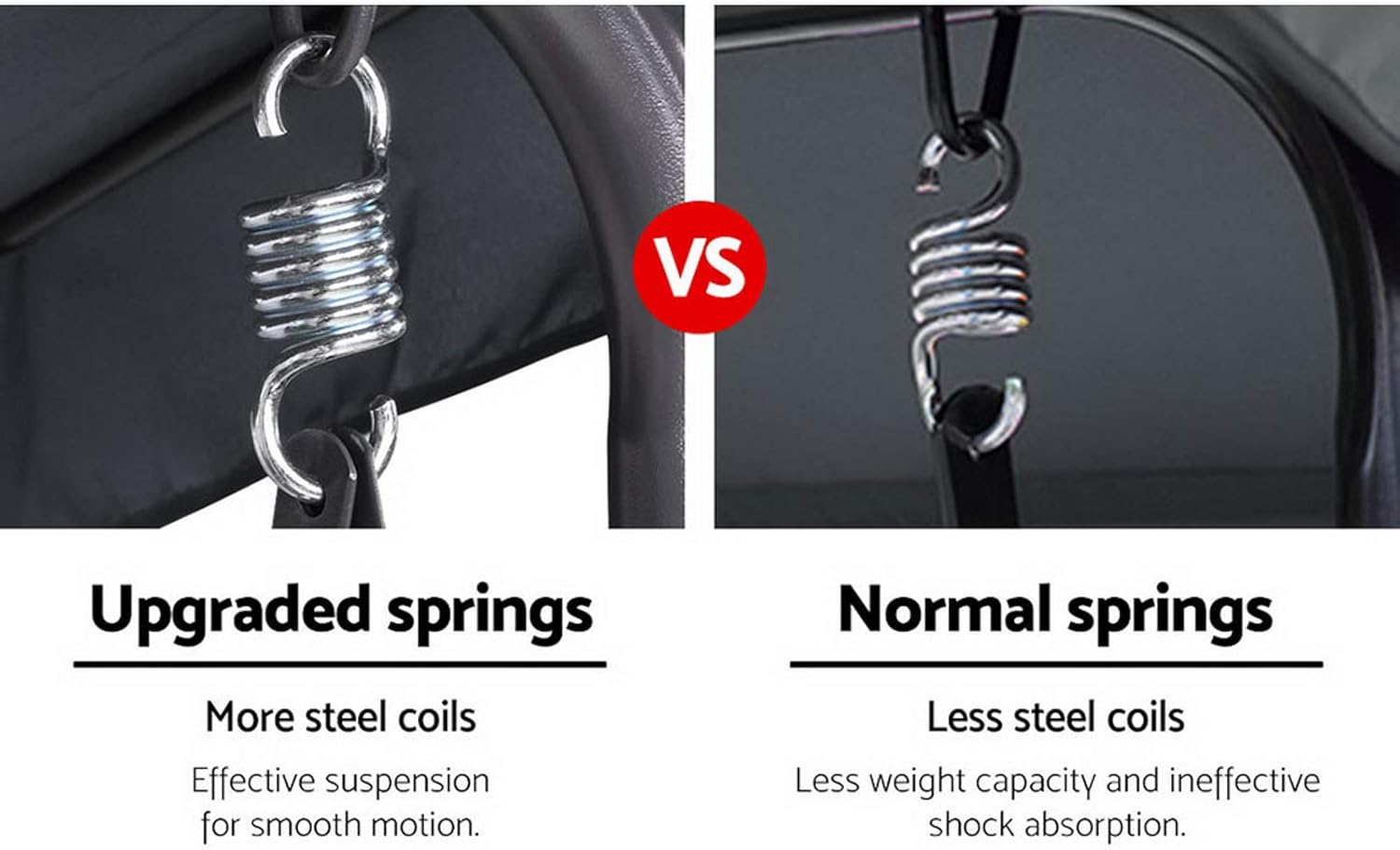 Gardeon Outdoor Swing Chair 3 Seater Grey Garden Bench Hanging Seat, Patio Baconly Furniture Chairs, with Adjustable Canopy Cushions Stand Water Resistant 200Kg Capacity - Beige image number 6