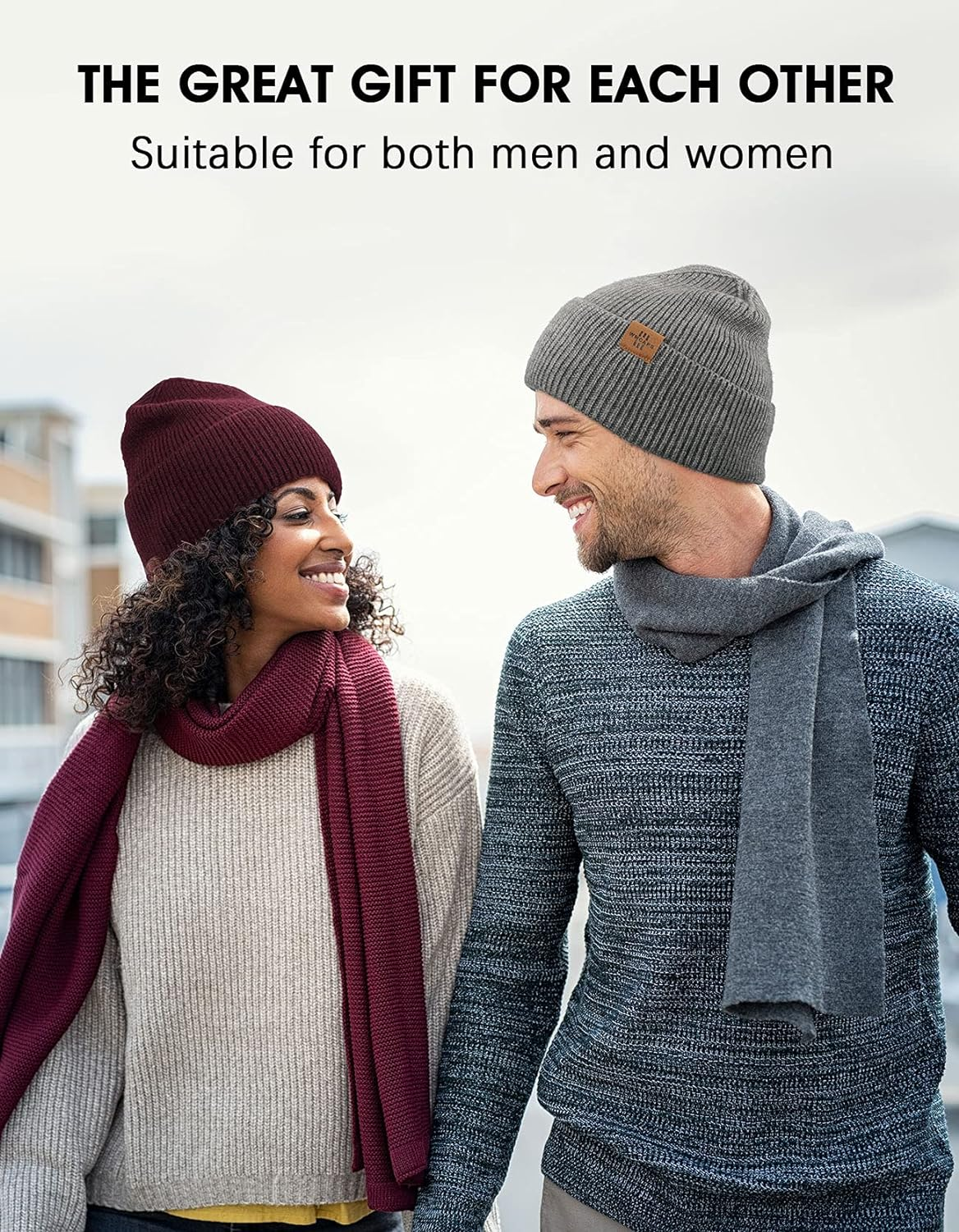Knit Beanie for Men, Stretchy Soft Warm Daily Cuffed Winter Hats, Unisex Comfortable Wooly Beanie Gifts for Men/Him/Dad - Blue image number 5