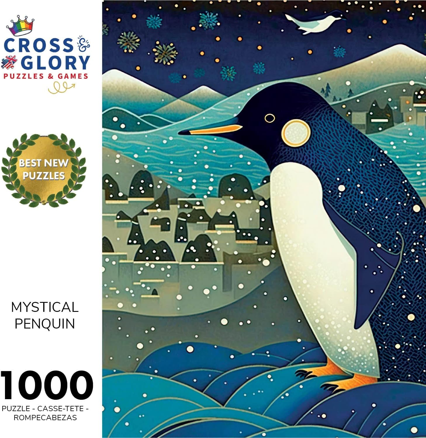 Mystical Penguin 1000 Piece Jigsaw Puzzle for Adults by Cross & Glory - Colourful Artwork of a Penguin World - Fun and Challenging Brain Exercise - Puzzle Enthusiasts - 50 Cm X 70 Cm image number 2