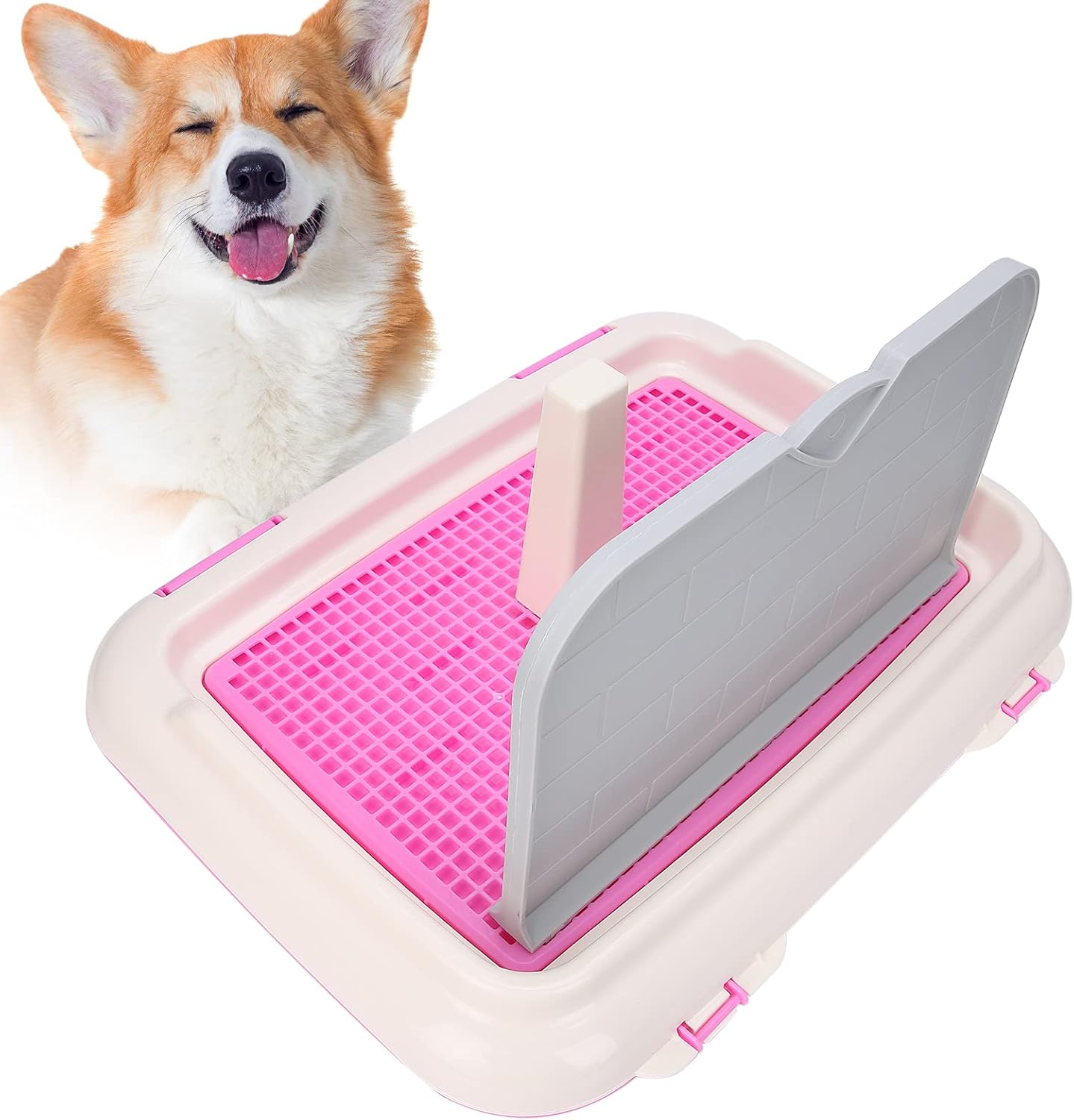 Dog Toilet Indoor Puppy Training Toilet Cat Potty Fence Dog Scheduled Urination Potty Tray Toilets with Simulated Wall Is More Suitable for Male Dogs (Pink) image number 5