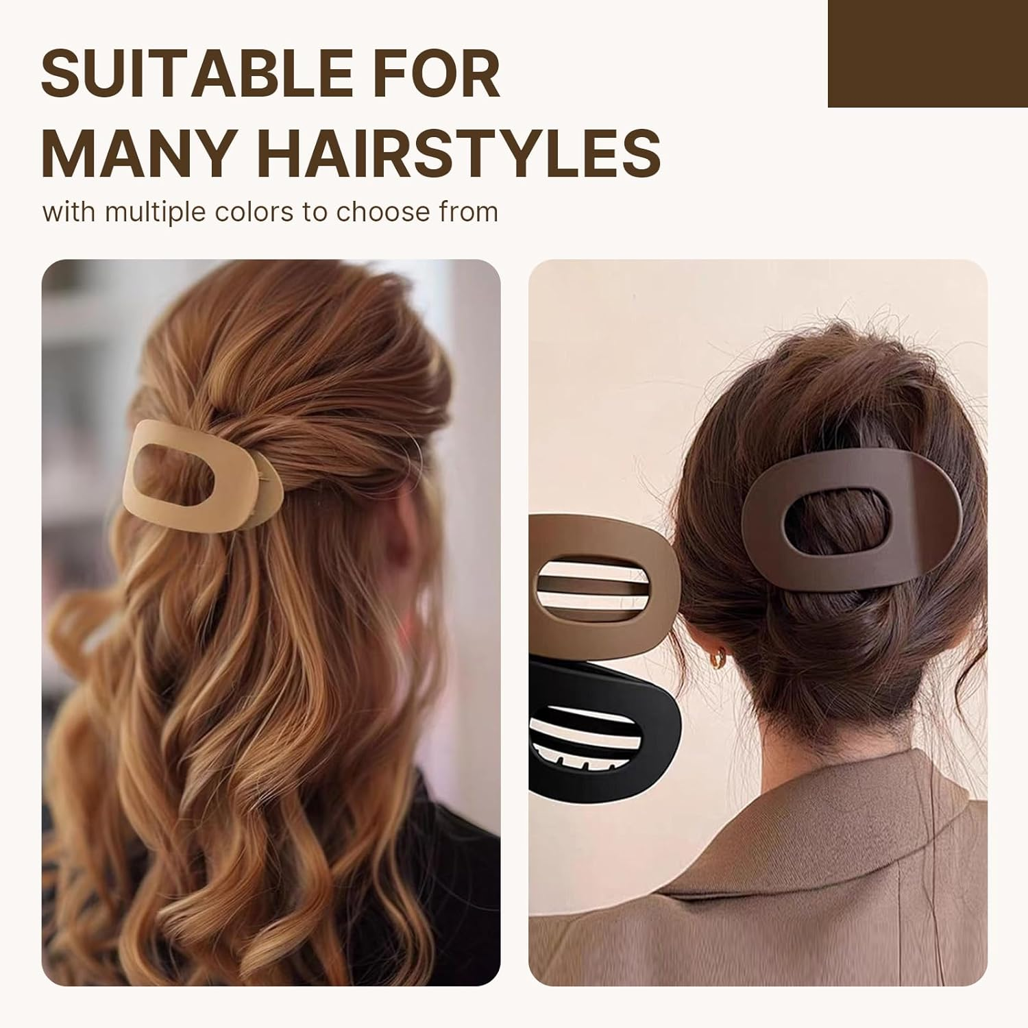 Pack of 4 Hair Clips for Women, Tumurup Hair Claw Large Flat Hair Clips for Women, Hair Clip Flat, Strong Hold Women'S Hair Clips, for Thin and Thick Hair image number 3