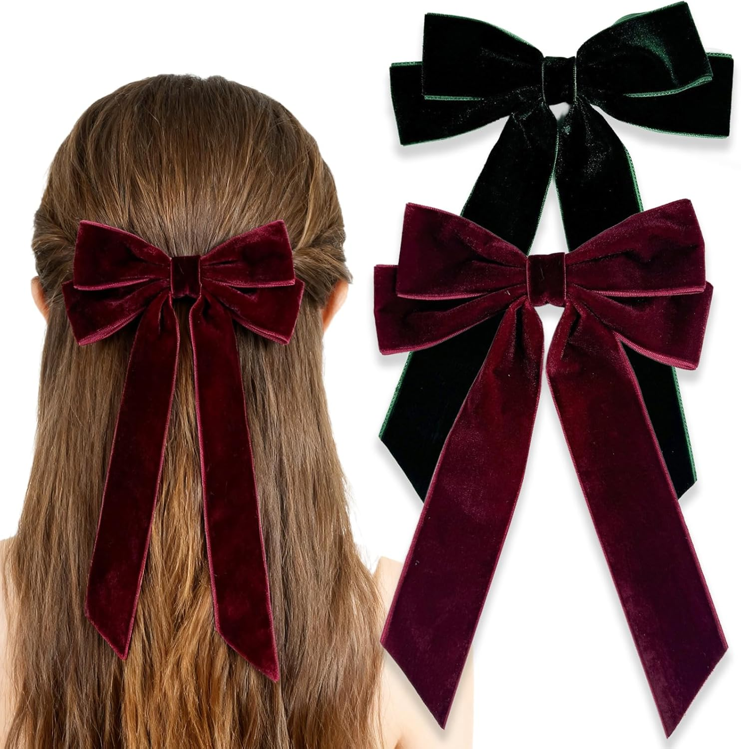 Hudiejiefashi Bow Hair Clip Velvet Hair Bow Clips, French Hair Clips with Large Bow Hair Accessories for Women Beauty image number 5