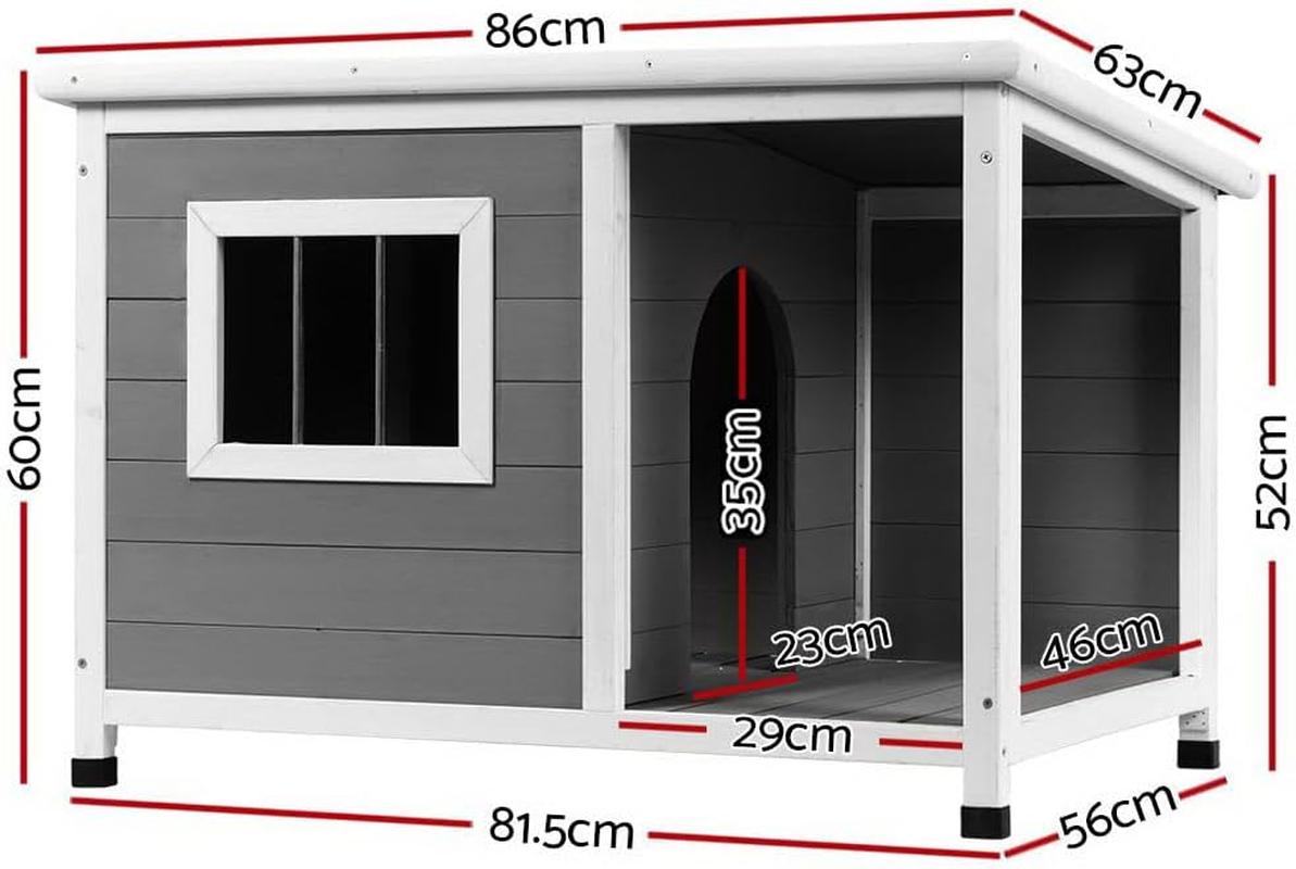 I.Pet Dog Kennel House, Large Kennels Portable Wooden Pet Puppy Houses Crate Cabin Outdoor Indoor Garden Pets Furniture, Uv-Resistant Durable Heavy Duty Grey