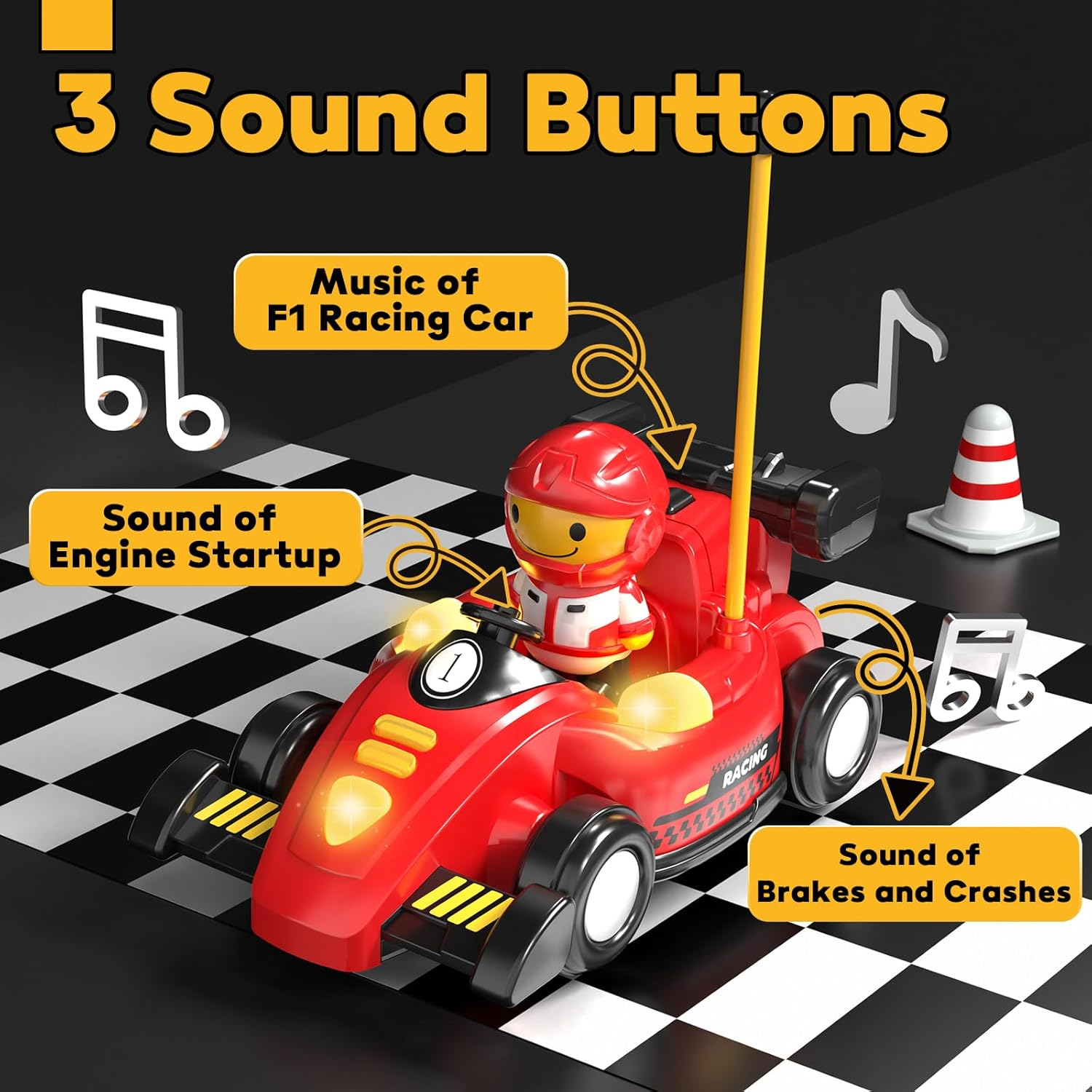 Lehoo Castle Remote Control Car, Toys for 2 Year Old Boy, Pop-Up RC Race Car 2 Year Old Boy Toys, Gifts for 2 Year Old Boys with Lights & Music image number 4