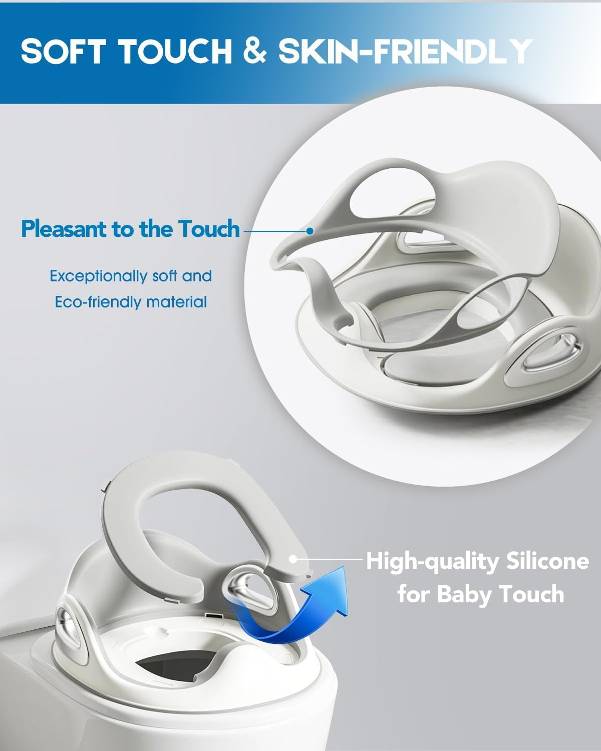 Potty Training Toilet Seat, Toddler Toilet Seat Attachment with Safety Handles, Detachable Soft Cushion, Anti-Slip Design and Splash Guard, Baby Toilet Seats for Kids, Boys and Girls