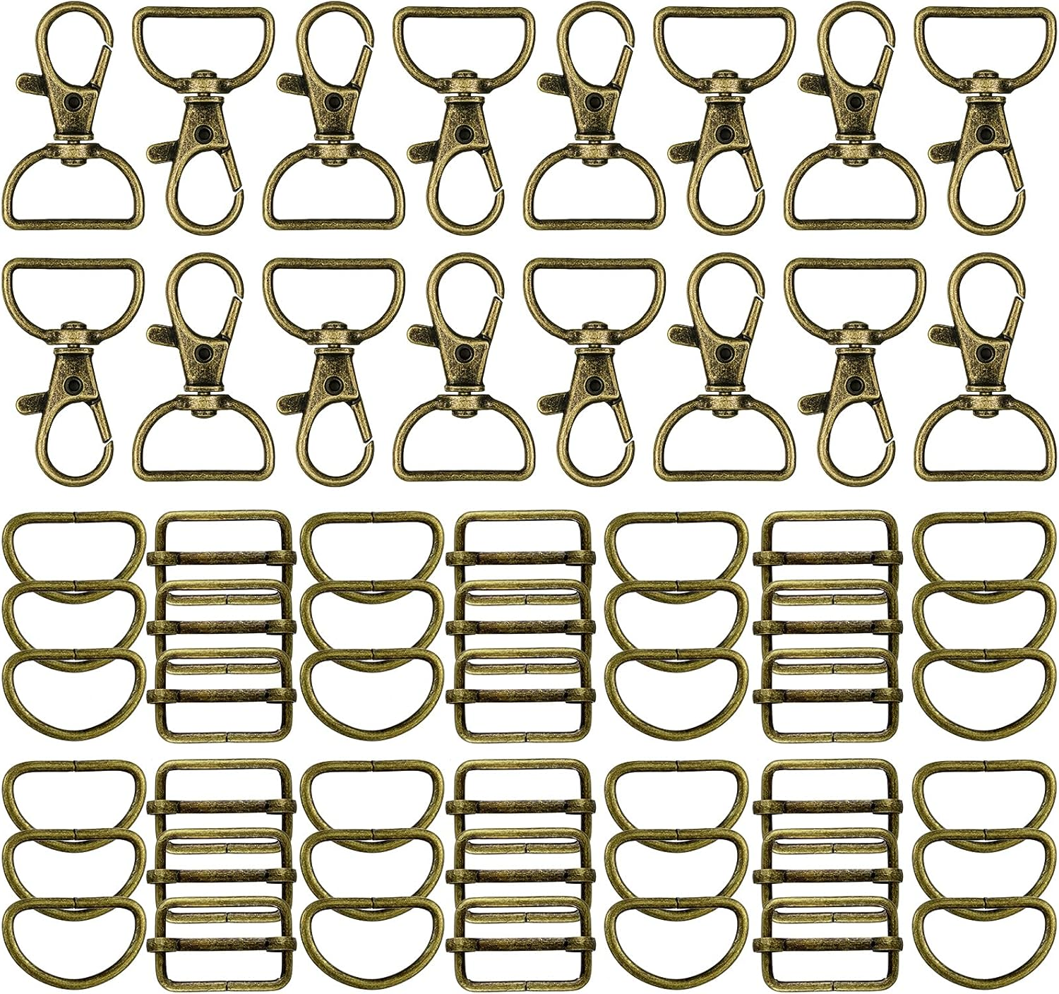 56 Pieces D Rings for Purse Bag Hardware Purse Hardware for Bag Making Buckles Craft (Bronze,25 Mm)
