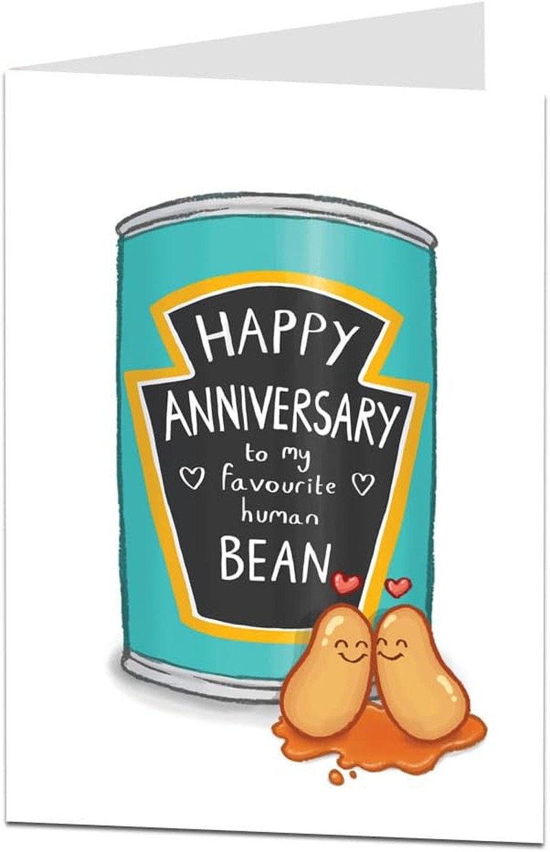 Limalima Funny Anniversary Card Perfect for Wedding & Relationship to My Favourite Human Bean for Him Her Husband Boyfriend Wife or Girlfriend, White