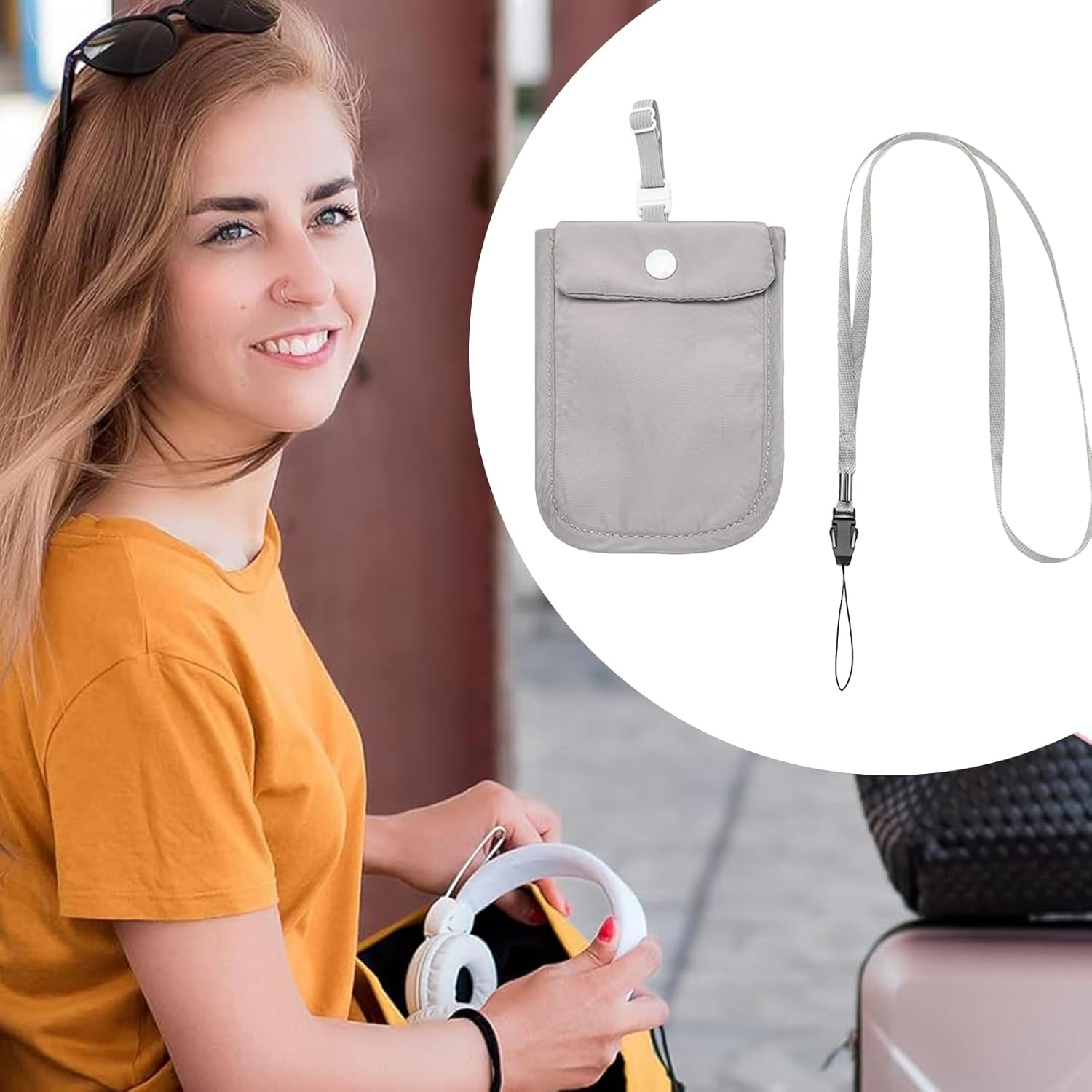 Underwear Bra Pouch - Bra Wallet Women Travel, Secret Stash Pocket with Adjustable Elastic Strap | Flap Small Storage Bag Outdoor Travel Lightweight Coin Purse Key Bags for Bra Sizes Passport - Pink image number 2