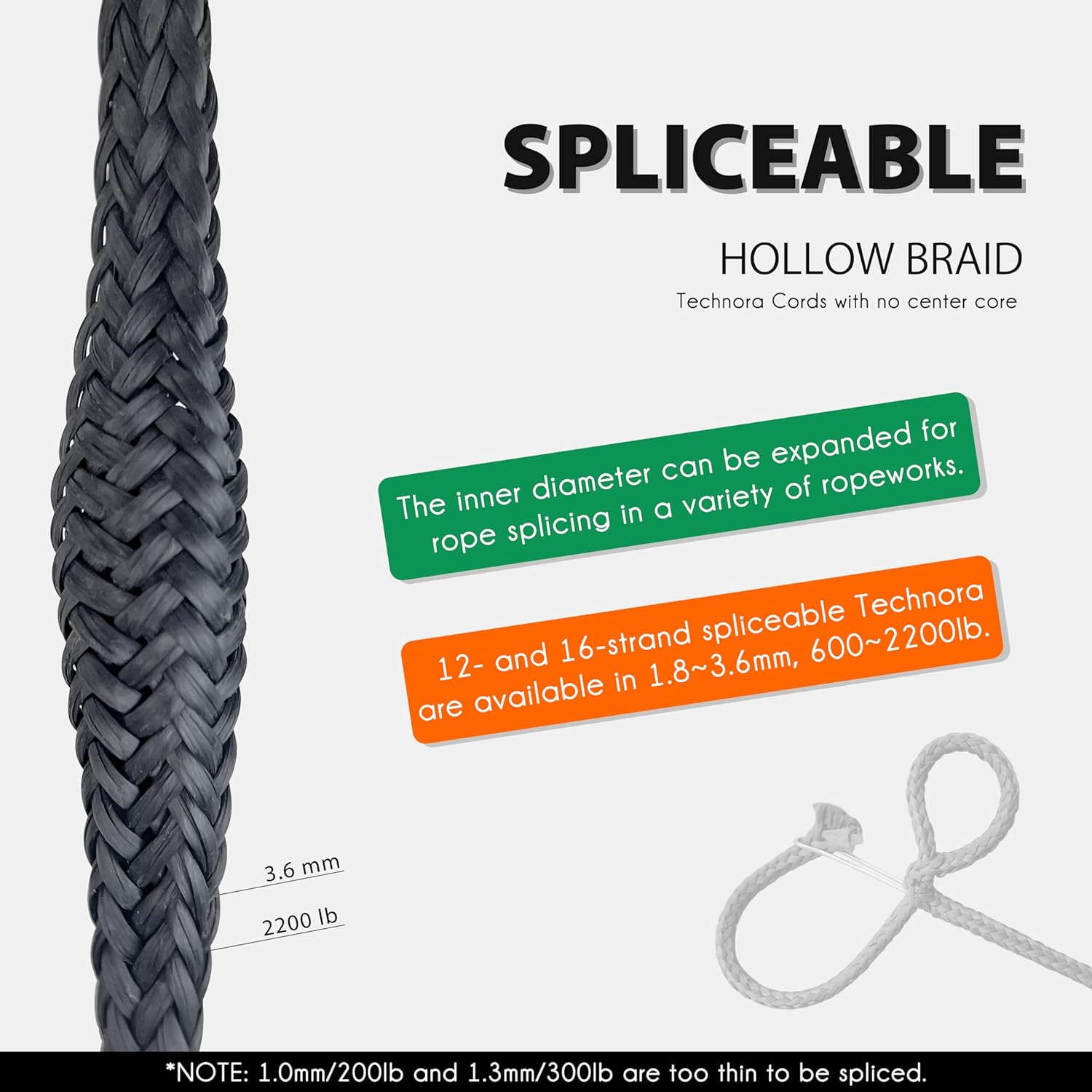 Emma Kites Black 1Mm Technora Braided Cord PU Coated Abrasion & Flame Resistant, 200Lb 120Ft image number 4