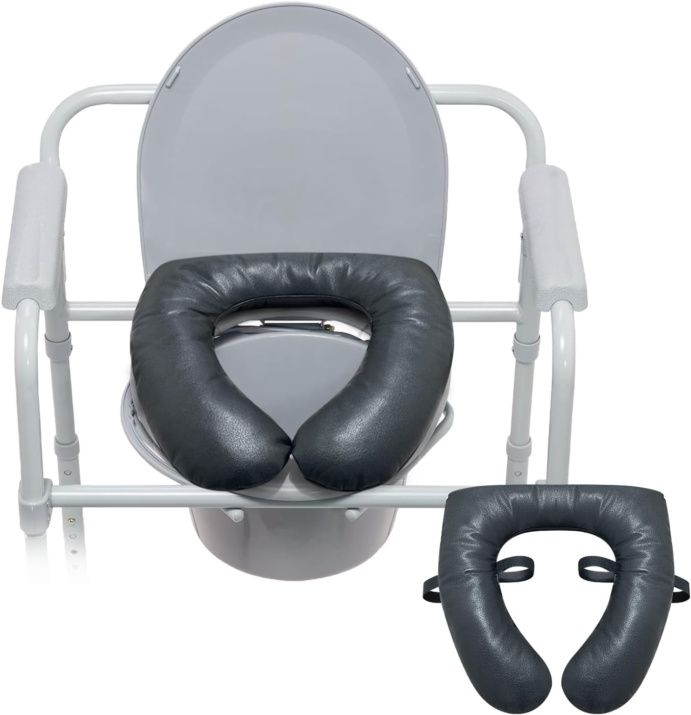 Bedside Commode Seat Cushion Toilet Seat Padded Soft Shower Chair Seat round Cover for Seniors, Elderly after Surgery Pressure Relief Portable Toilet Commode Seat Padded Easy Clean image number 2