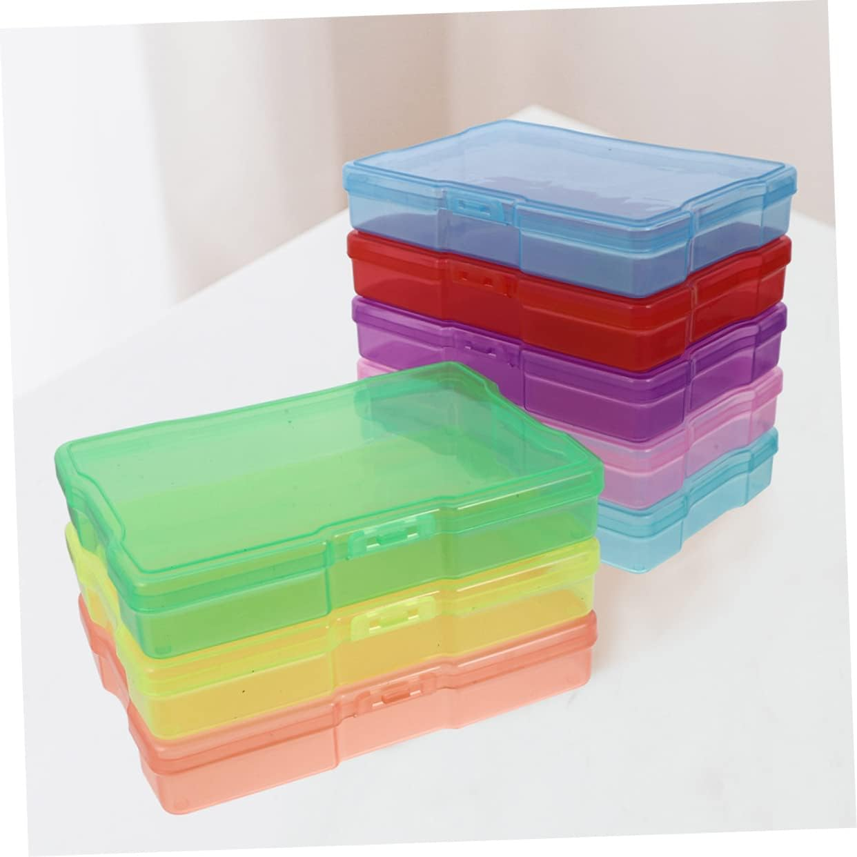 LALAFINA 10Pcs Plastic Photo Storage Boxes and Postcards Organizer Containers Lid, Mixed Color Craft Storage Case for Jewelry and Electronic Components, Suitable for Home and Office Use image number 4
